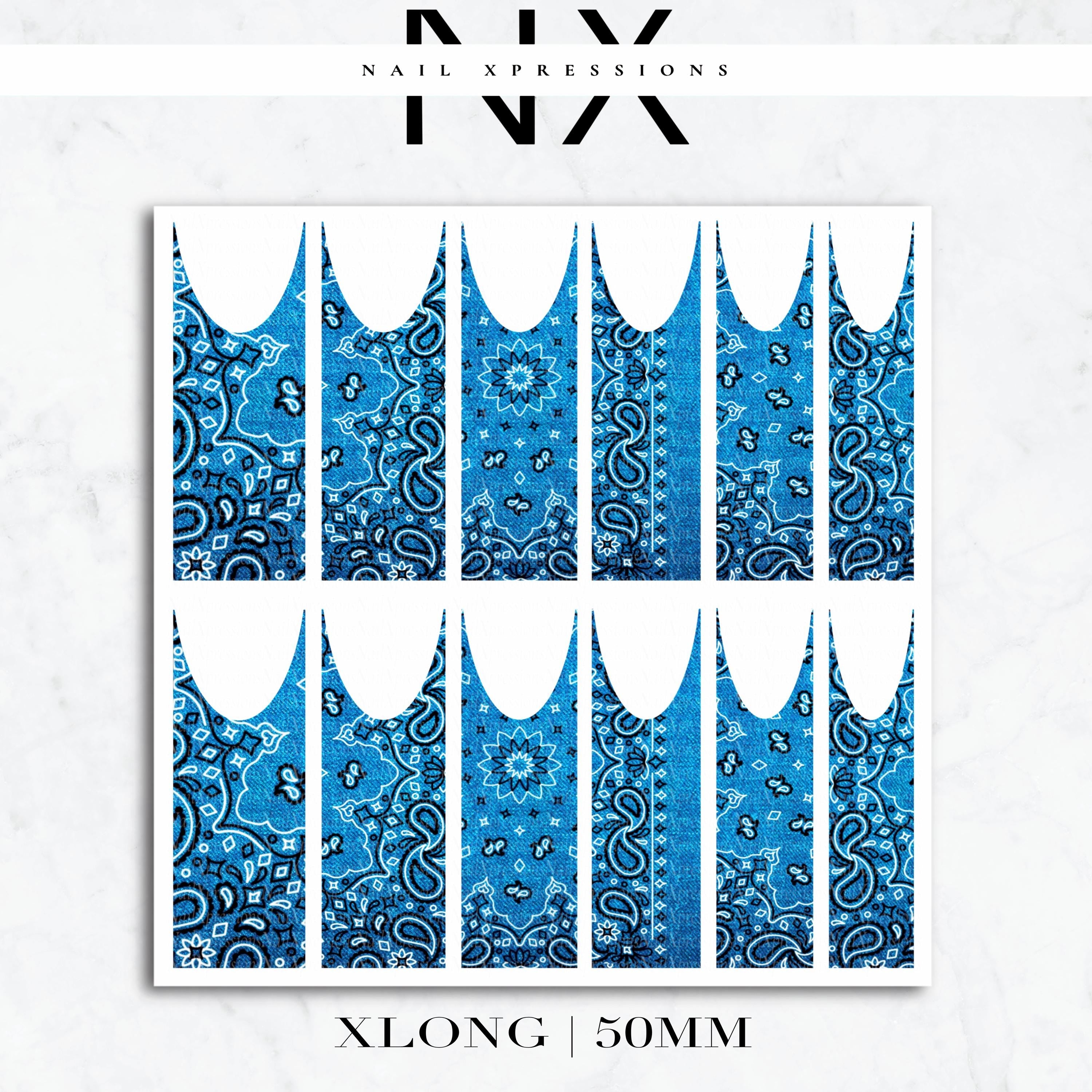 French Jean Bandana Paisley Nail Decals | Nail Art Water Transfer | Nail Wraps