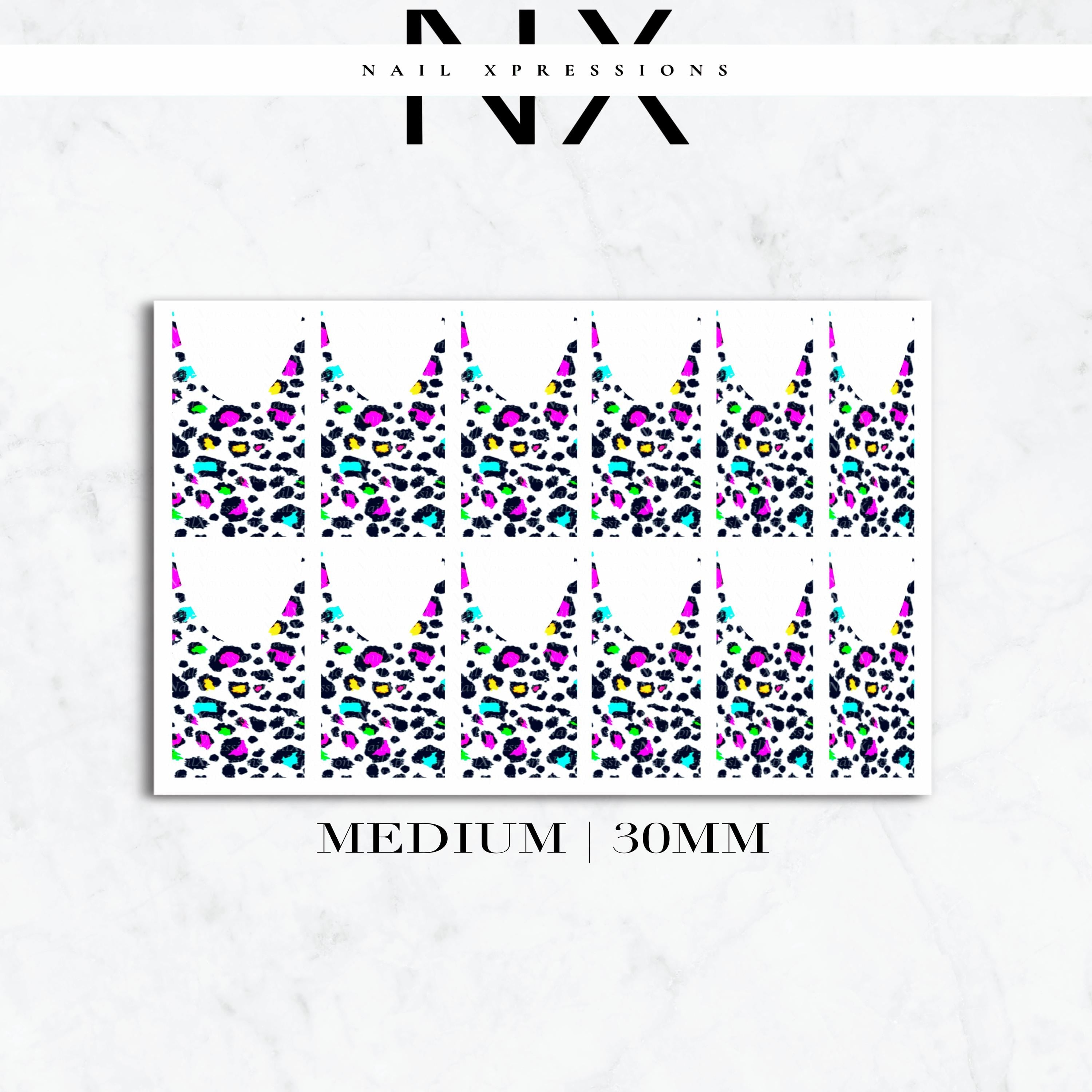 Colorful Leopard French Nail Decals | Nail Art Water Transfer | Nail Wraps