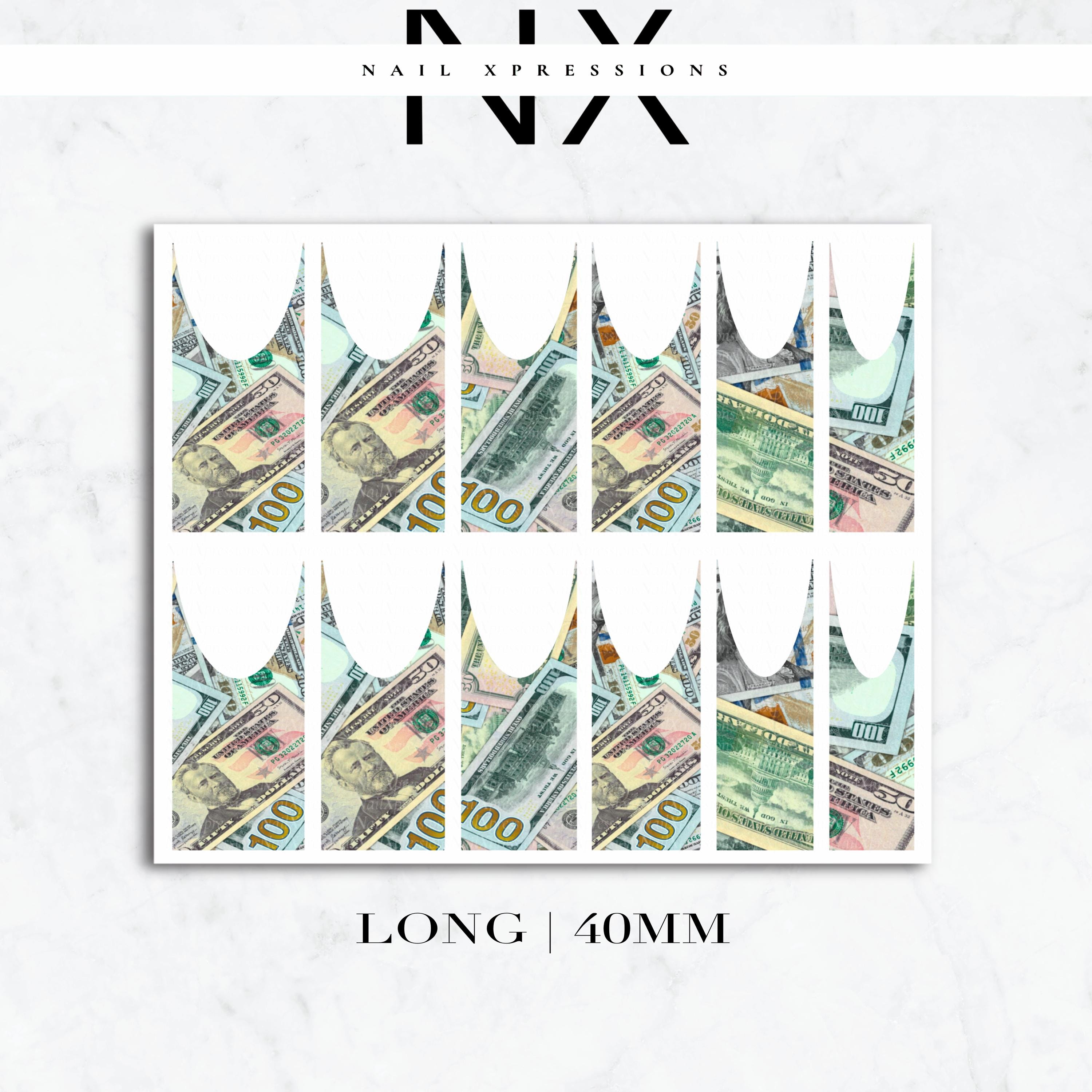 French Money Nail Decals | Nail Art Water Transfer | Nail Wraps