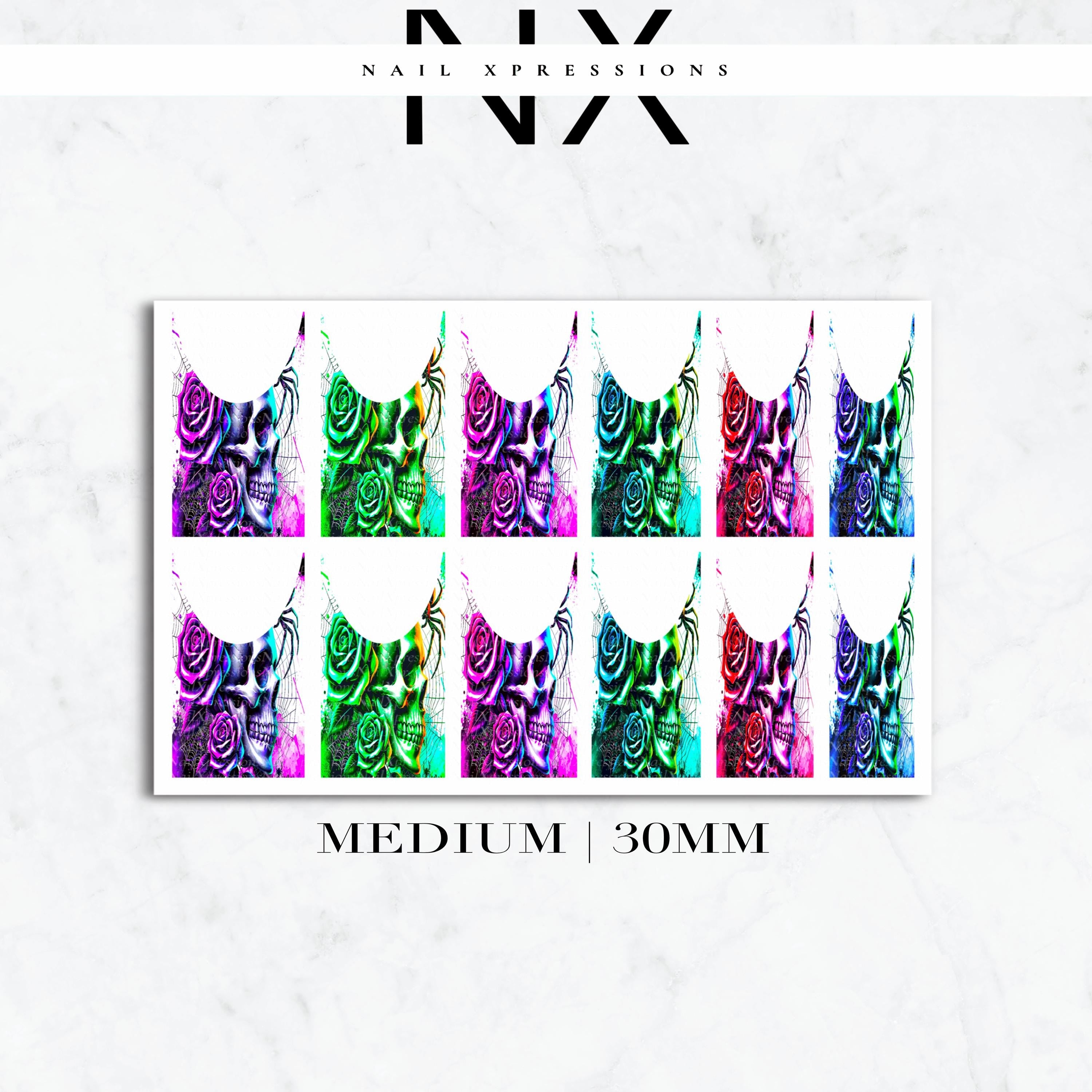 Skeleton French Nail Decals | Nail Art Water Transfer | Nail Wraps