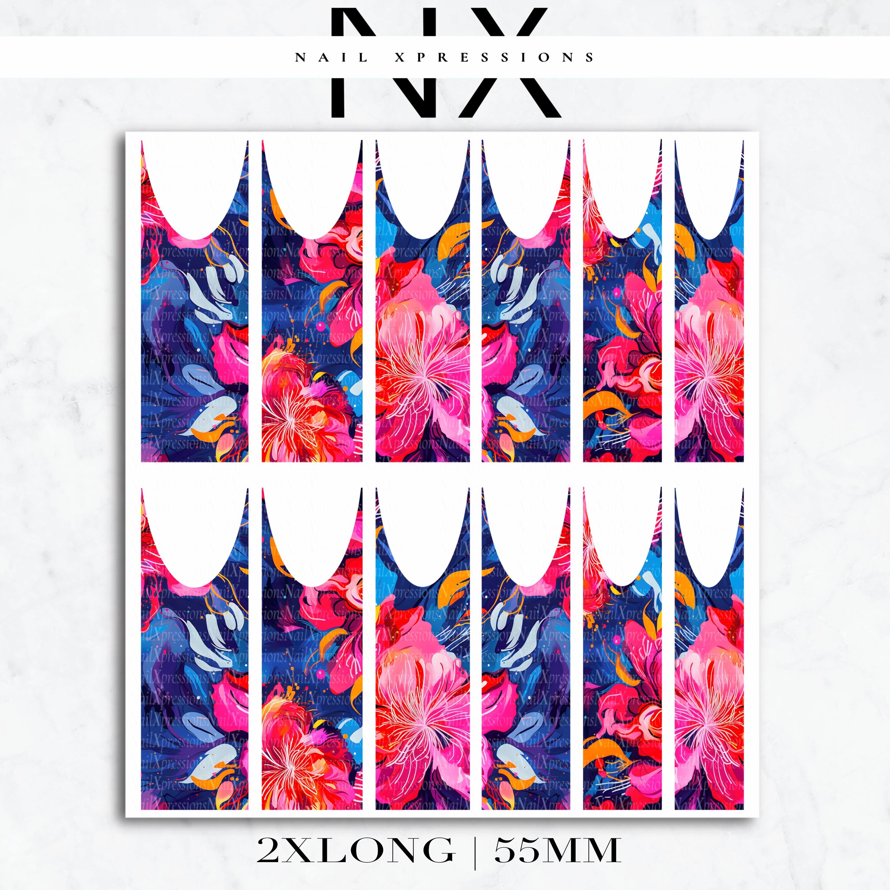 Abstract Flowers French Nail Decals | Nail Art Water Transfer | Nail Wraps