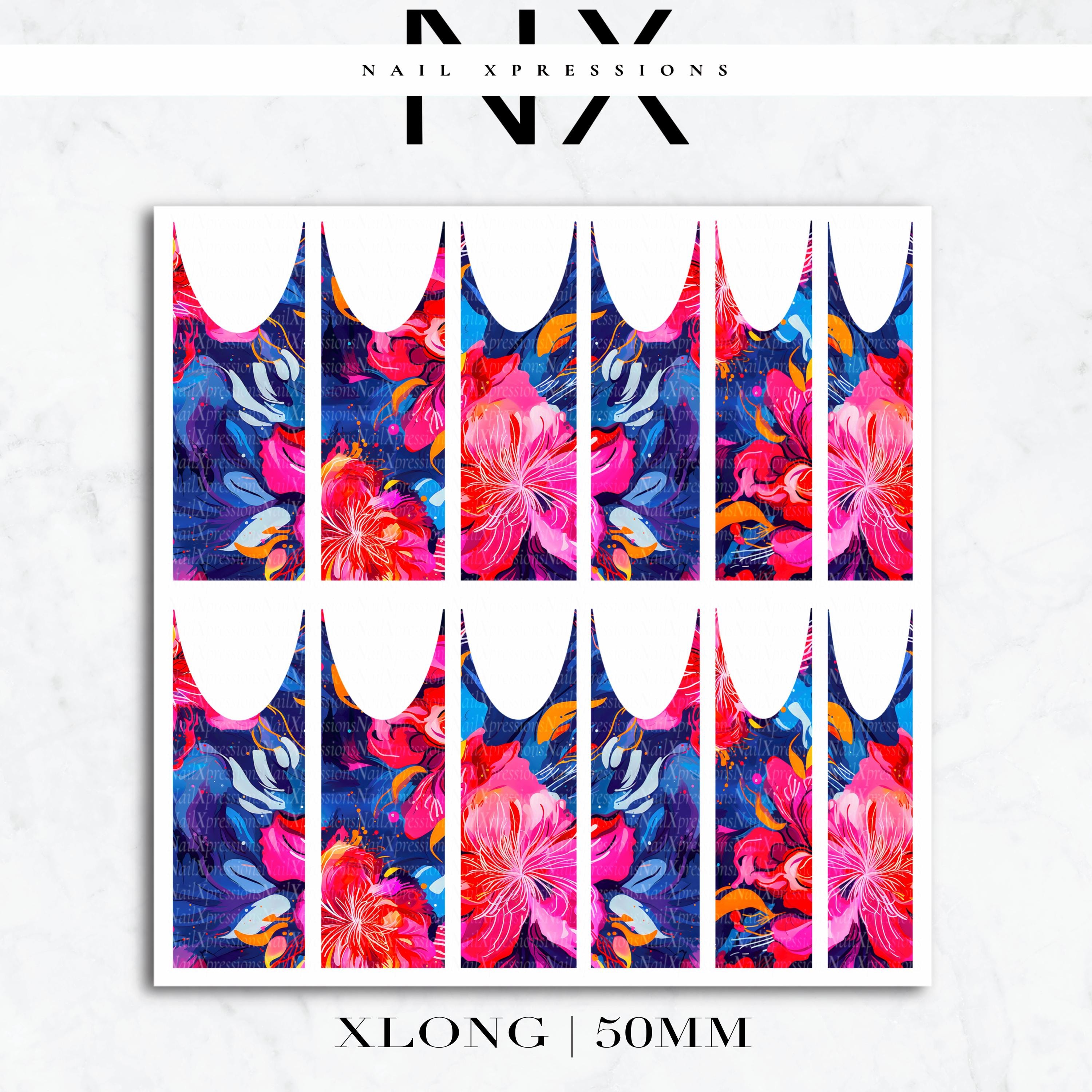 Abstract Flowers French Nail Decals | Nail Art Water Transfer | Nail Wraps