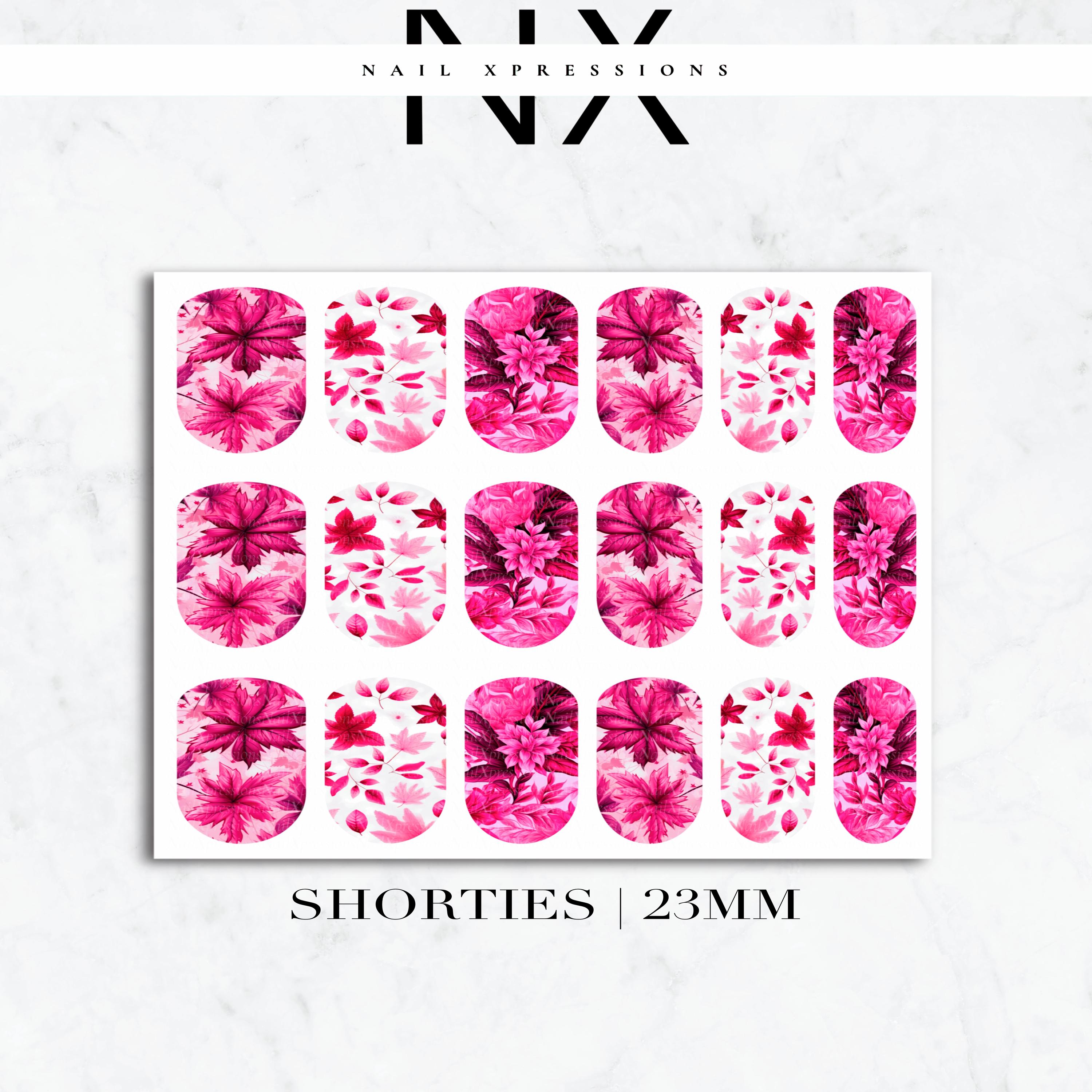 Pink Fall, Poinsettias & Autumn Leave Nail Decals | Nail Art Water Transfer | Nail Wraps