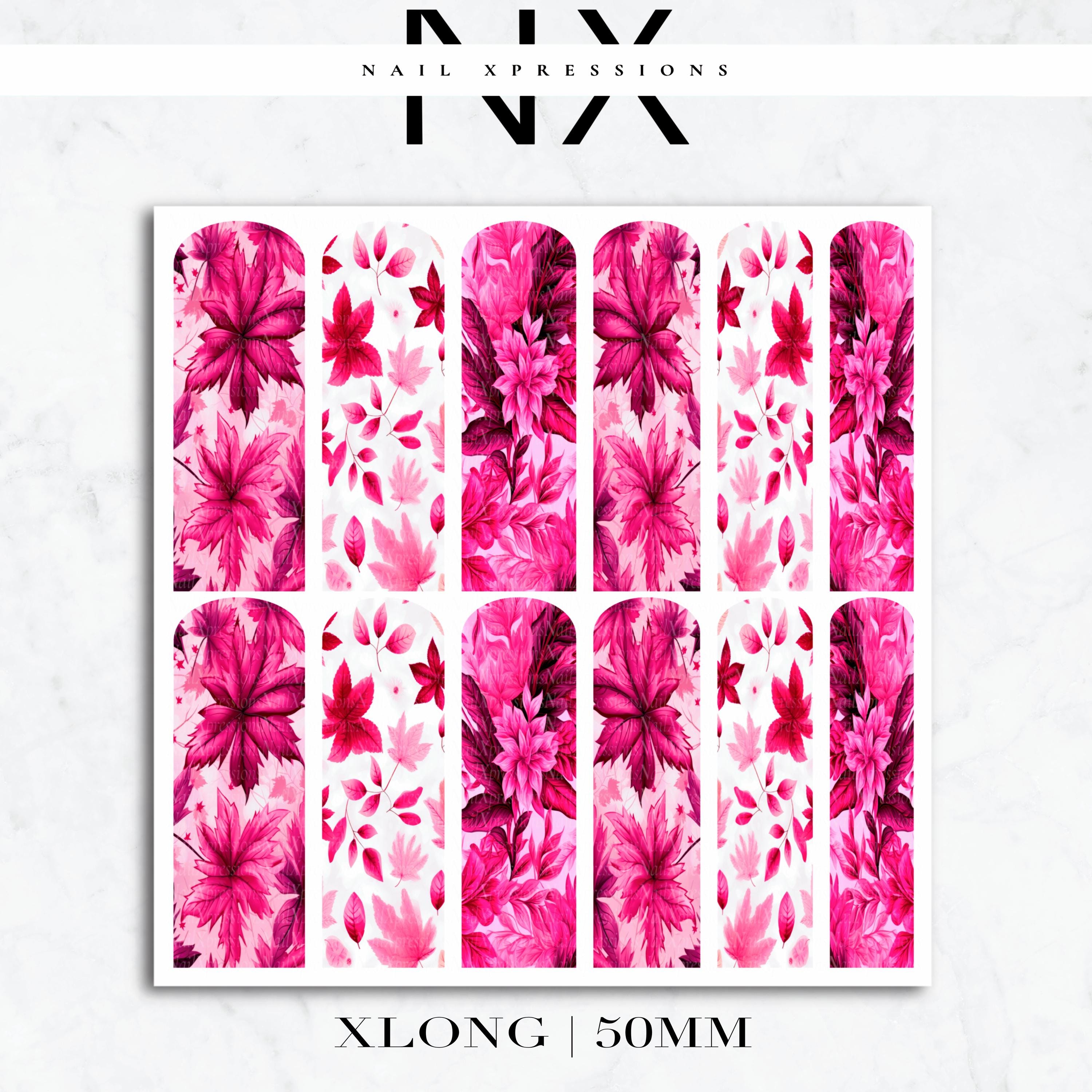 Pink Fall, Poinsettias & Autumn Leave Nail Decals | Nail Art Water Transfer | Nail Wraps