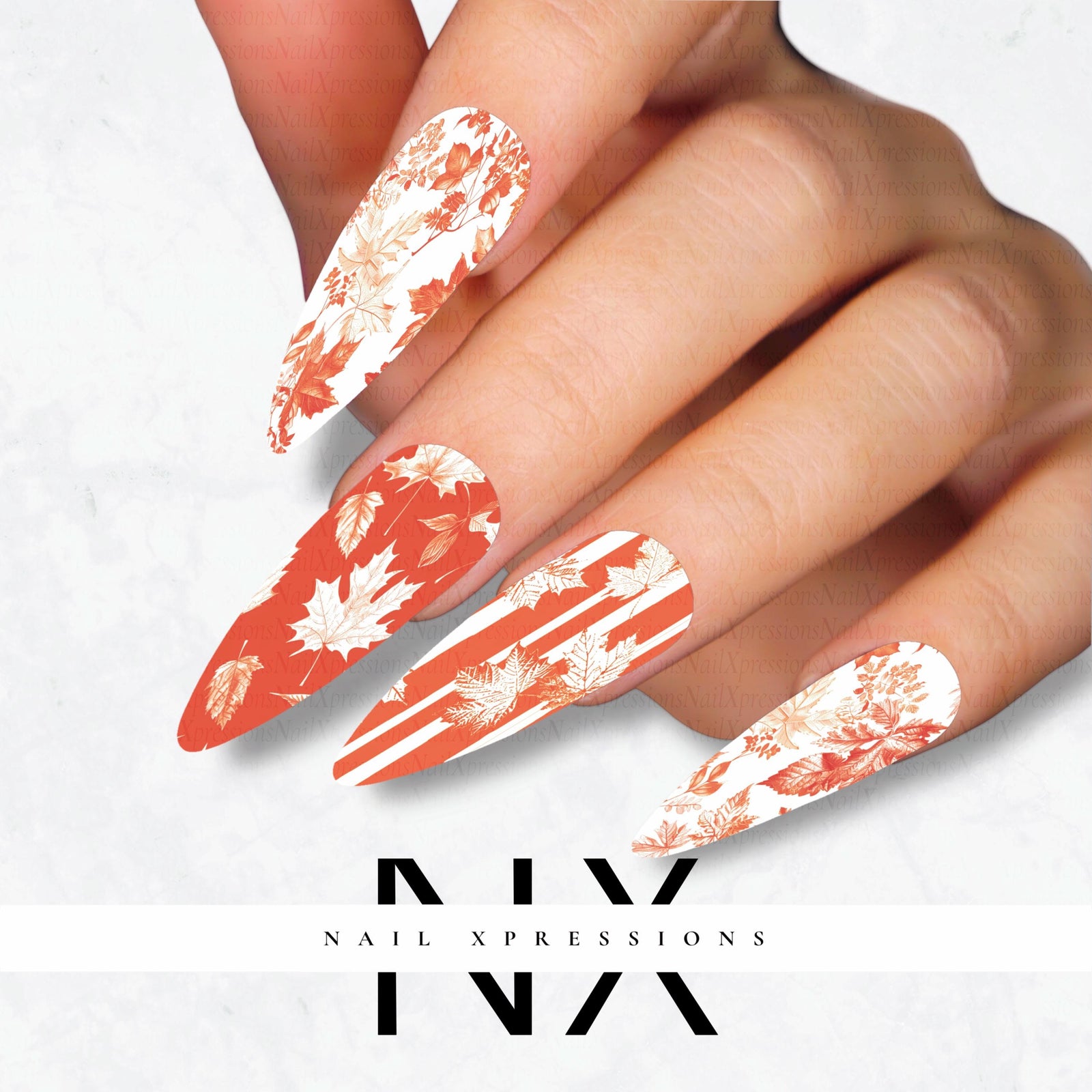 Golden Maple Fall Nail Decals | Nail Art Water Transfer | Nail Wraps