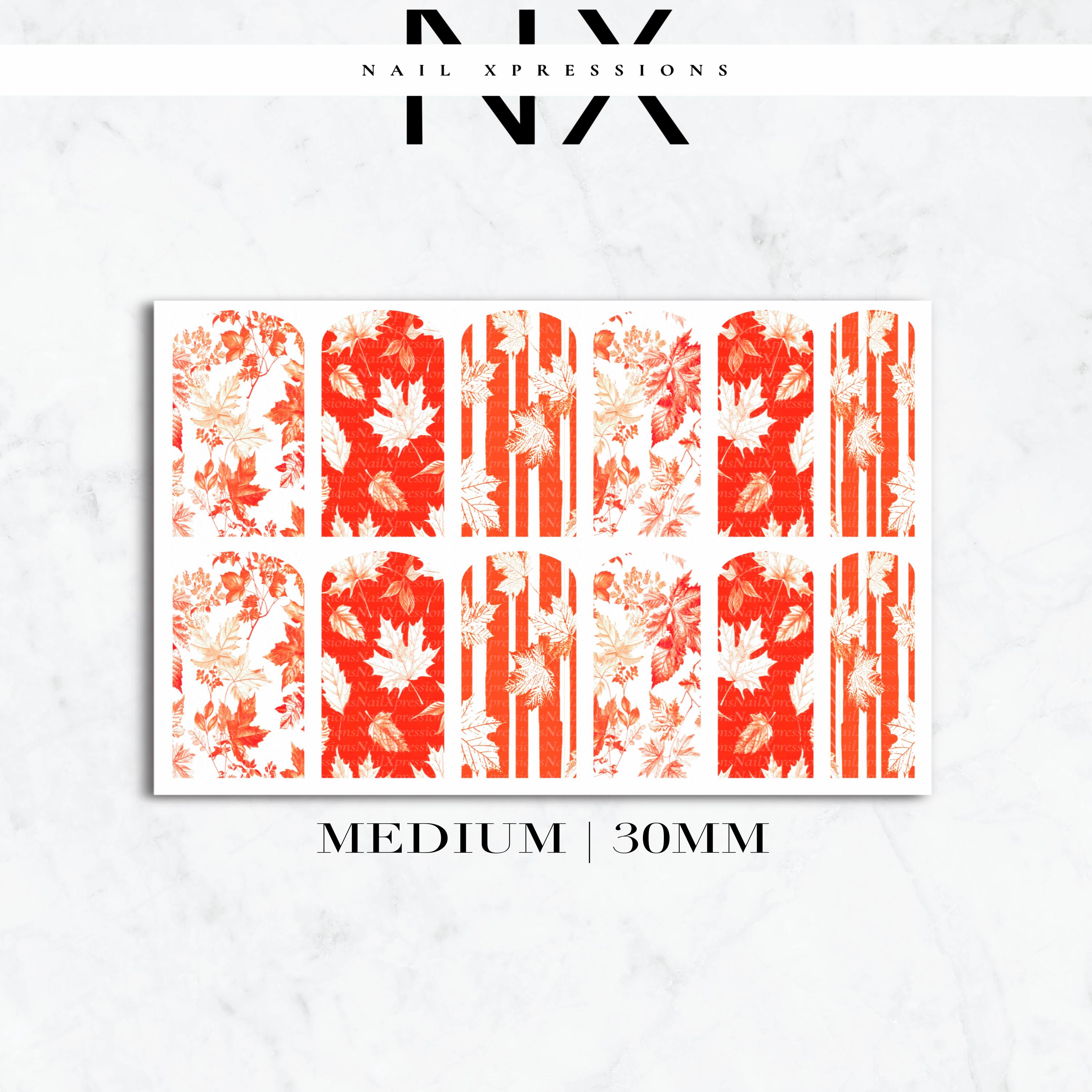 Golden Maple Fall Nail Decals | Nail Art Water Transfer | Nail Wraps