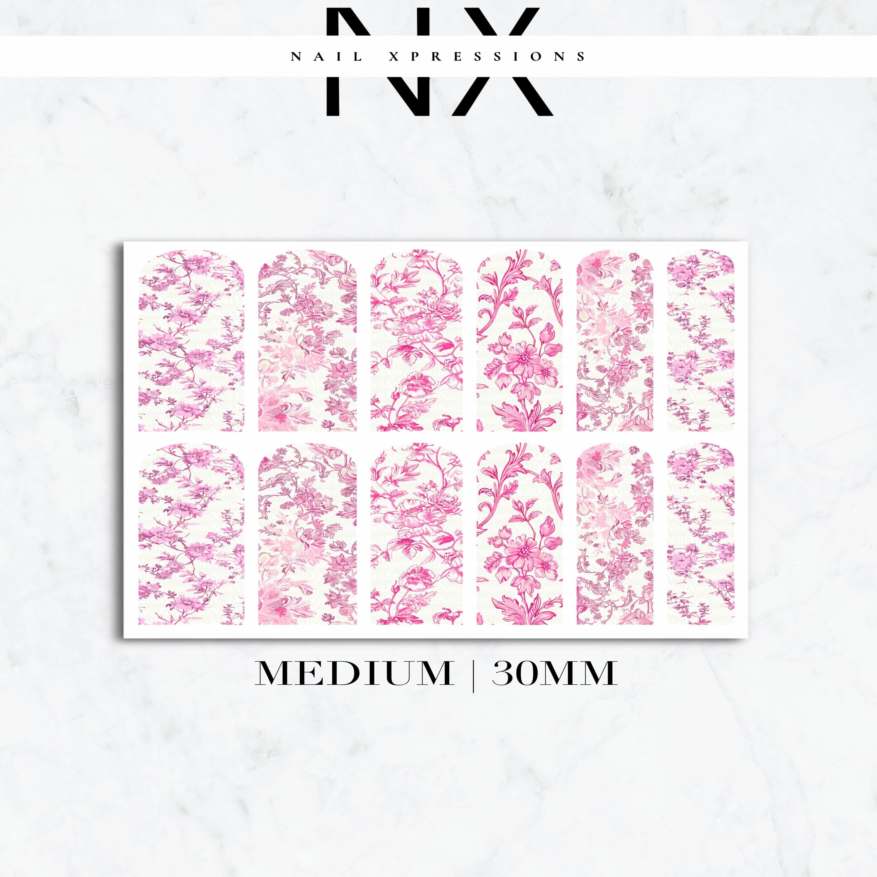 Pink Toile De Jouy Nail Decals | Nail Art Water Transfer | Nail Wraps