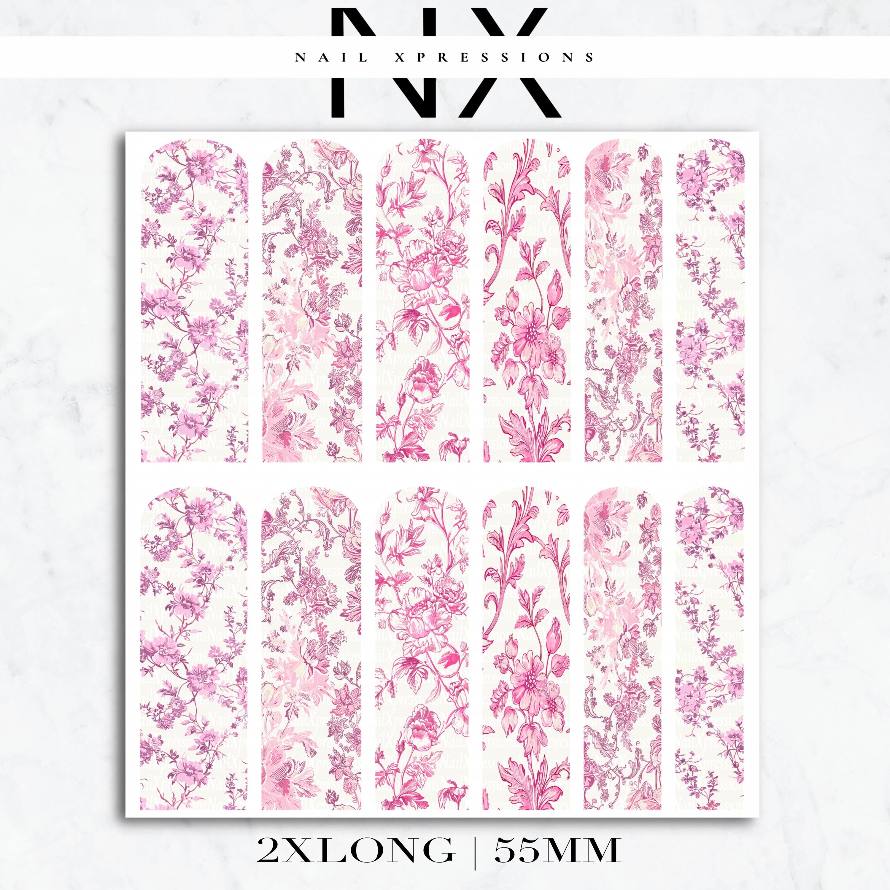 Pink Toile De Jouy Nail Decals | Nail Art Water Transfer | Nail Wraps