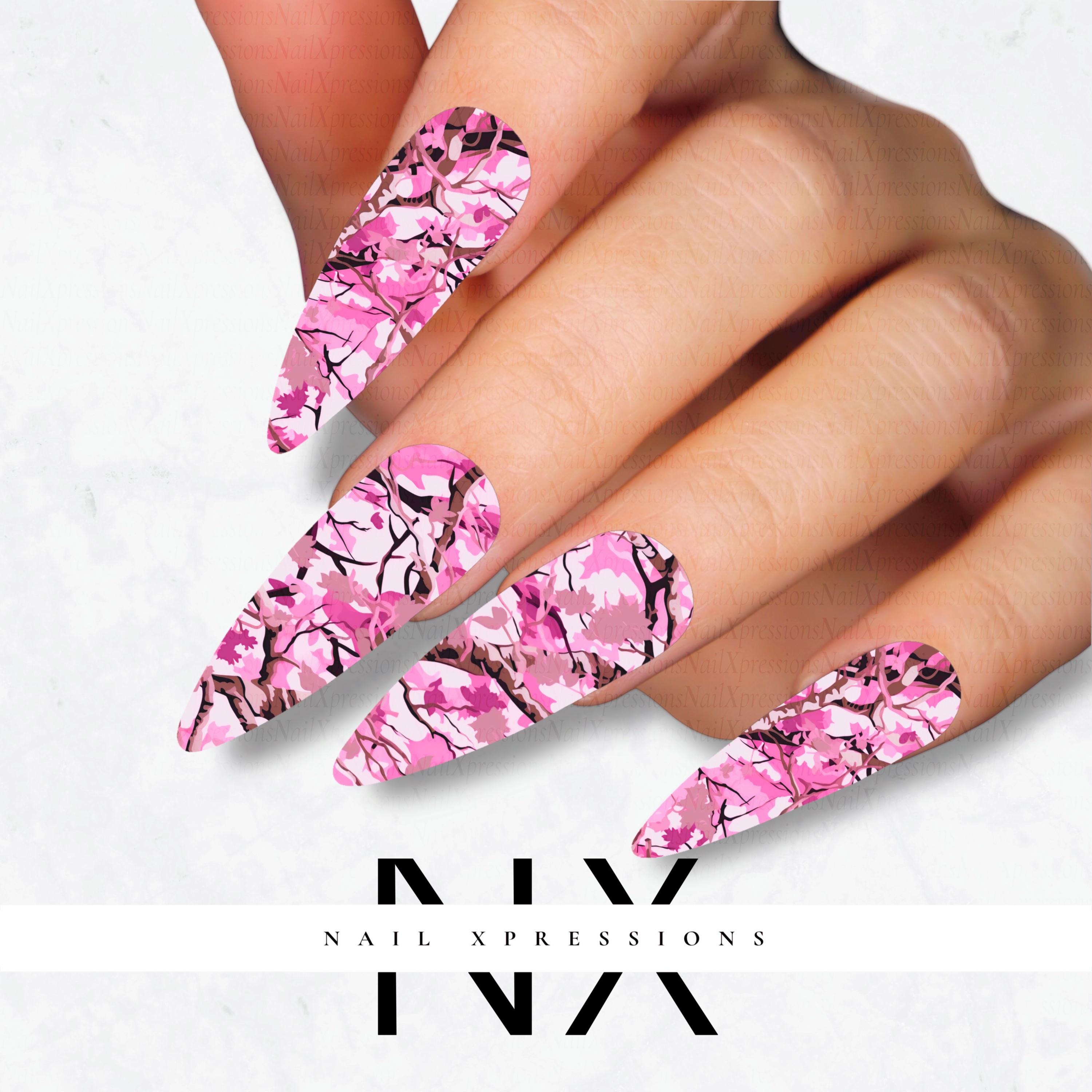 Pink Camouflage Realistic Nail Decals | Nail Art Water Transfer | Nail Wraps