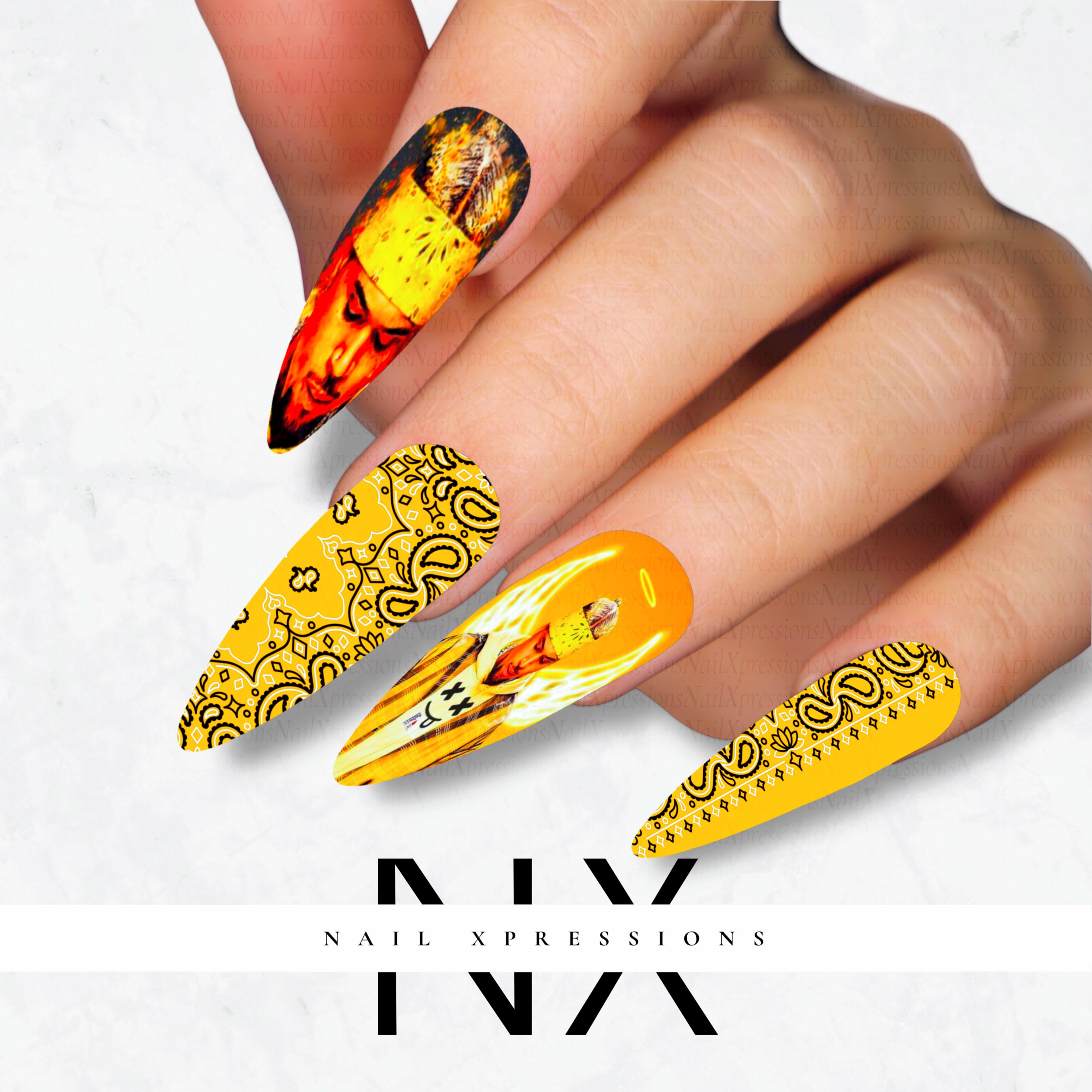 Yellow Chris B. Breezy Nail Decals | Nail Art Water Transfer | Nail Wraps