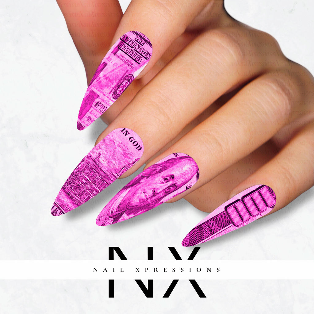 Pink Benjamin Nail Decals | Nail Art Water Transfer | Nail Wraps