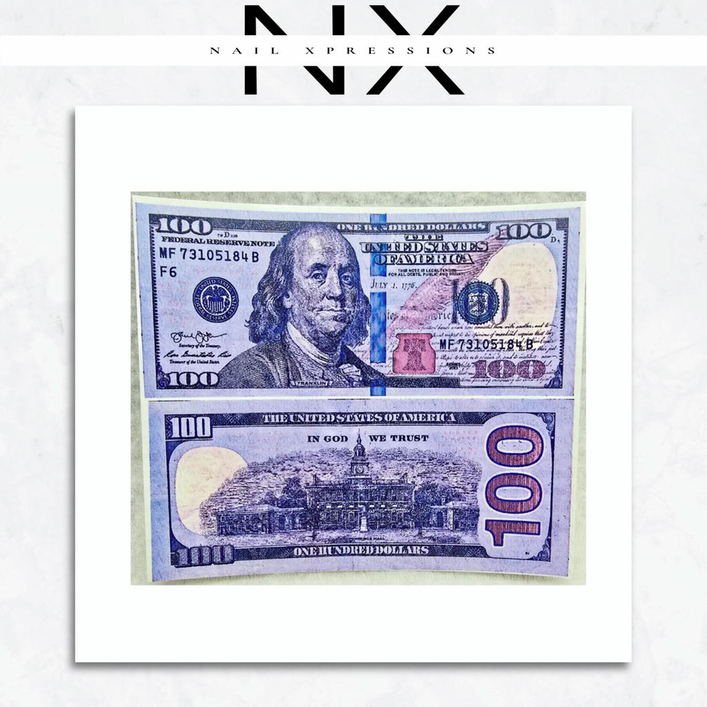 Purple Full Benjamin Bill Waterslide Nail Decals | Nail Art Water Transfer | Nail Wraps