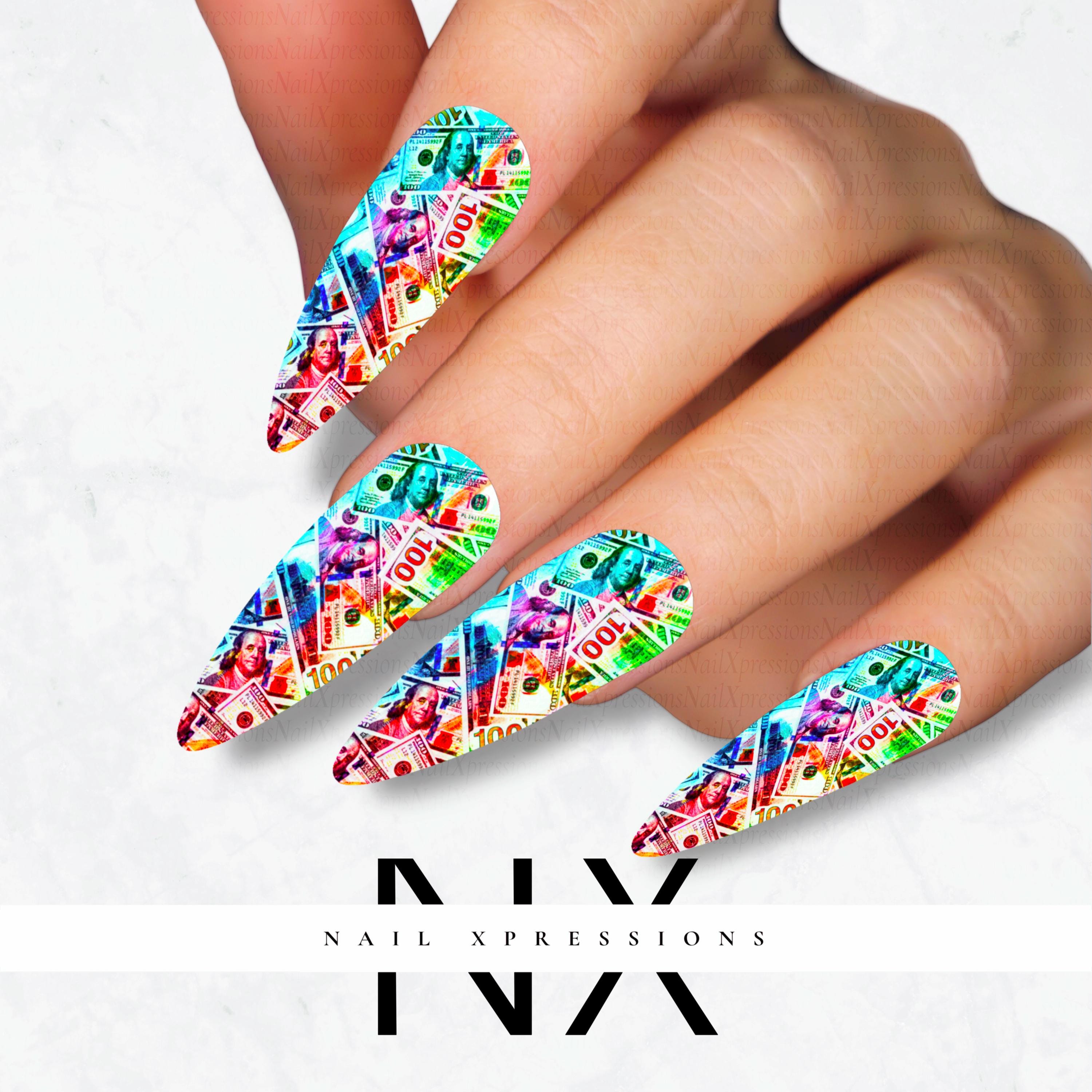 Money Nails Wrap Benjamins Nail Decals | Nail Art Water Transfer | Nail Wraps