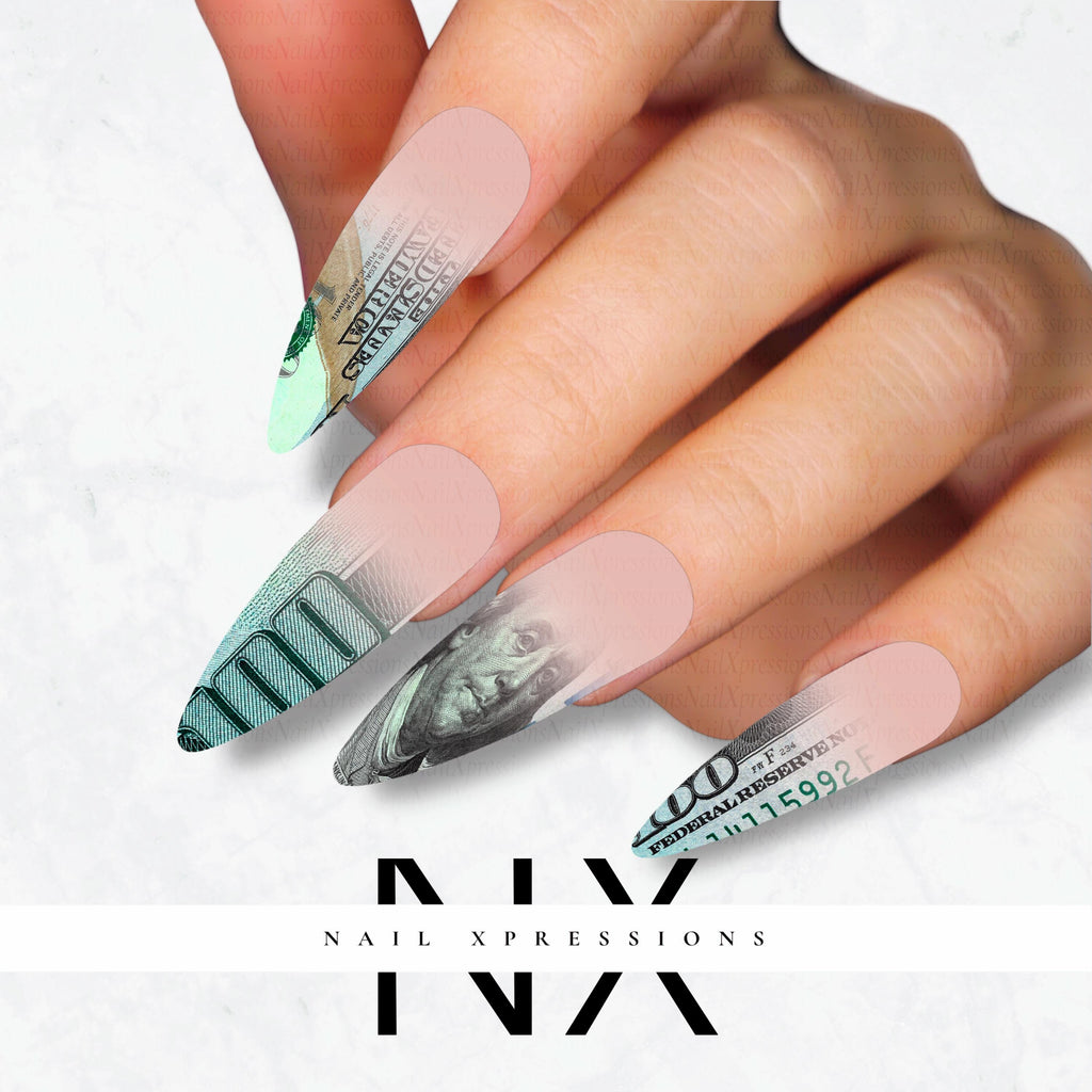 Ombré Money Bill Nail Decals | Nail Art Water Transfer | Nail Wraps