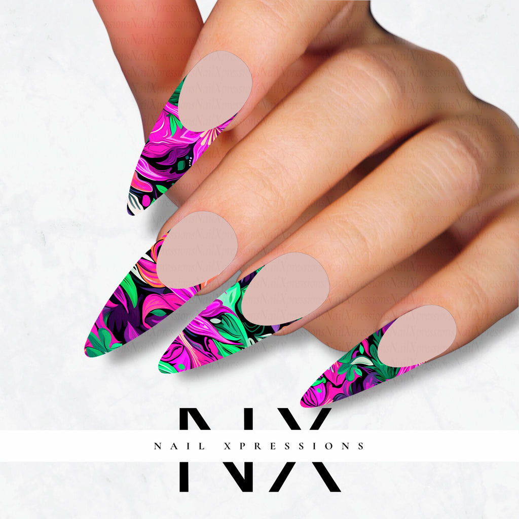 French Abstract Flowers Nail Decals | Nail Art Water Transfer | Nail Wraps