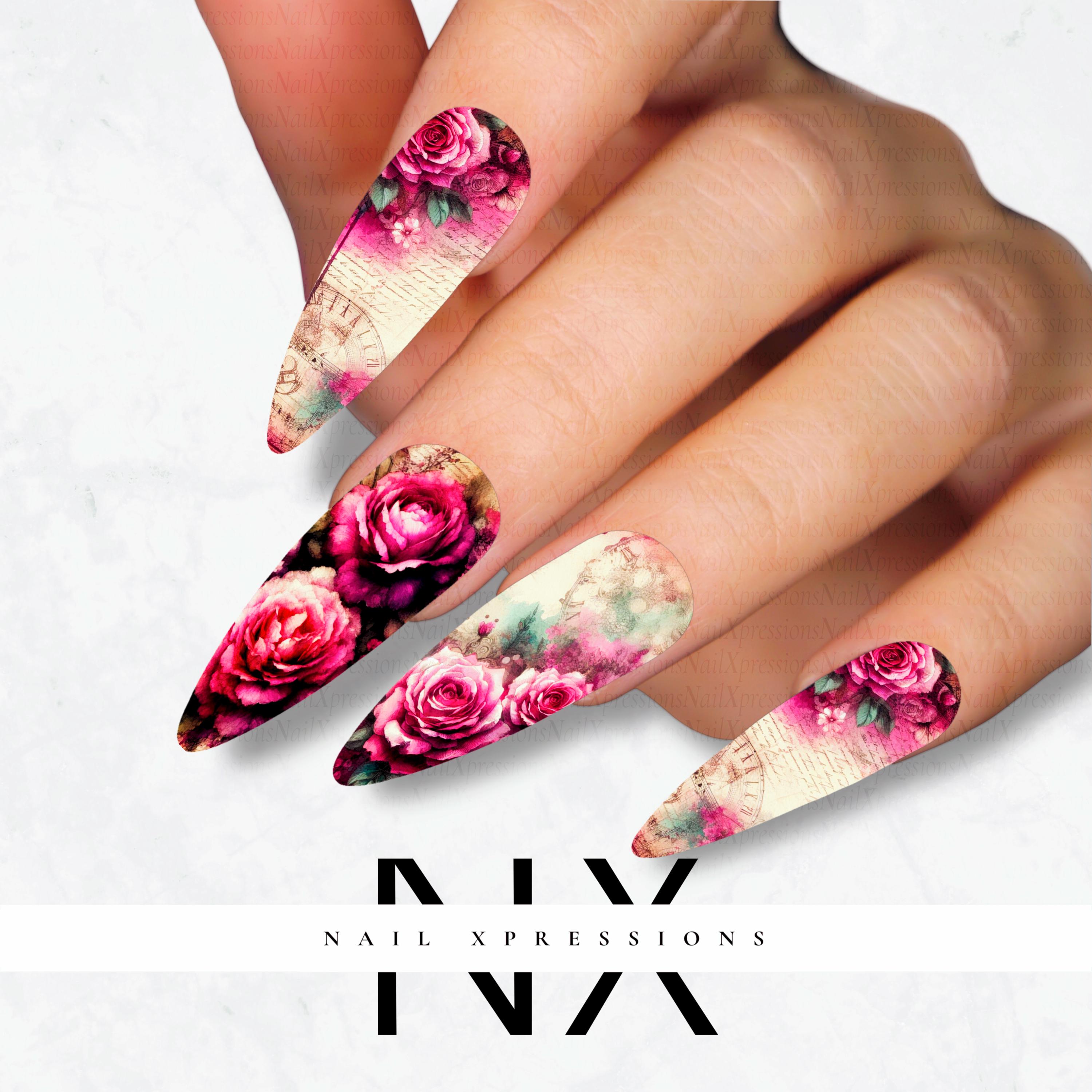 Vintage Roses Nail Decals | Nail Art Water Transfer | Nail Wraps