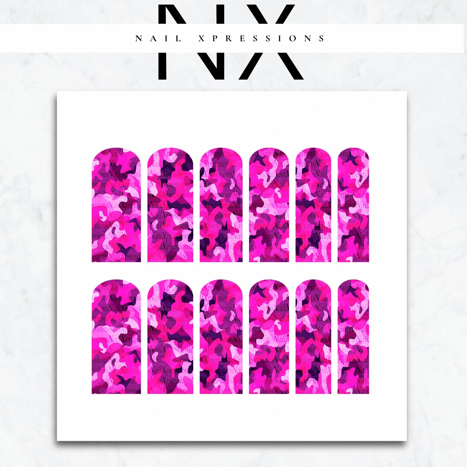 Pink Camoflauge Nail Decals | Nail Art Water Transfer | Nail Wraps p