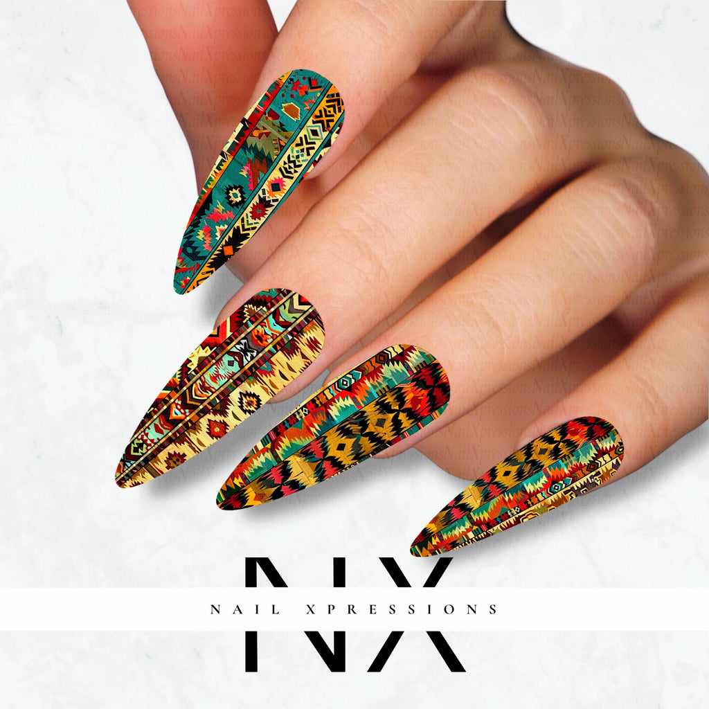 Aztec Pattern Nail Decals | Nail Art Water Transfer | Nail Wraps
