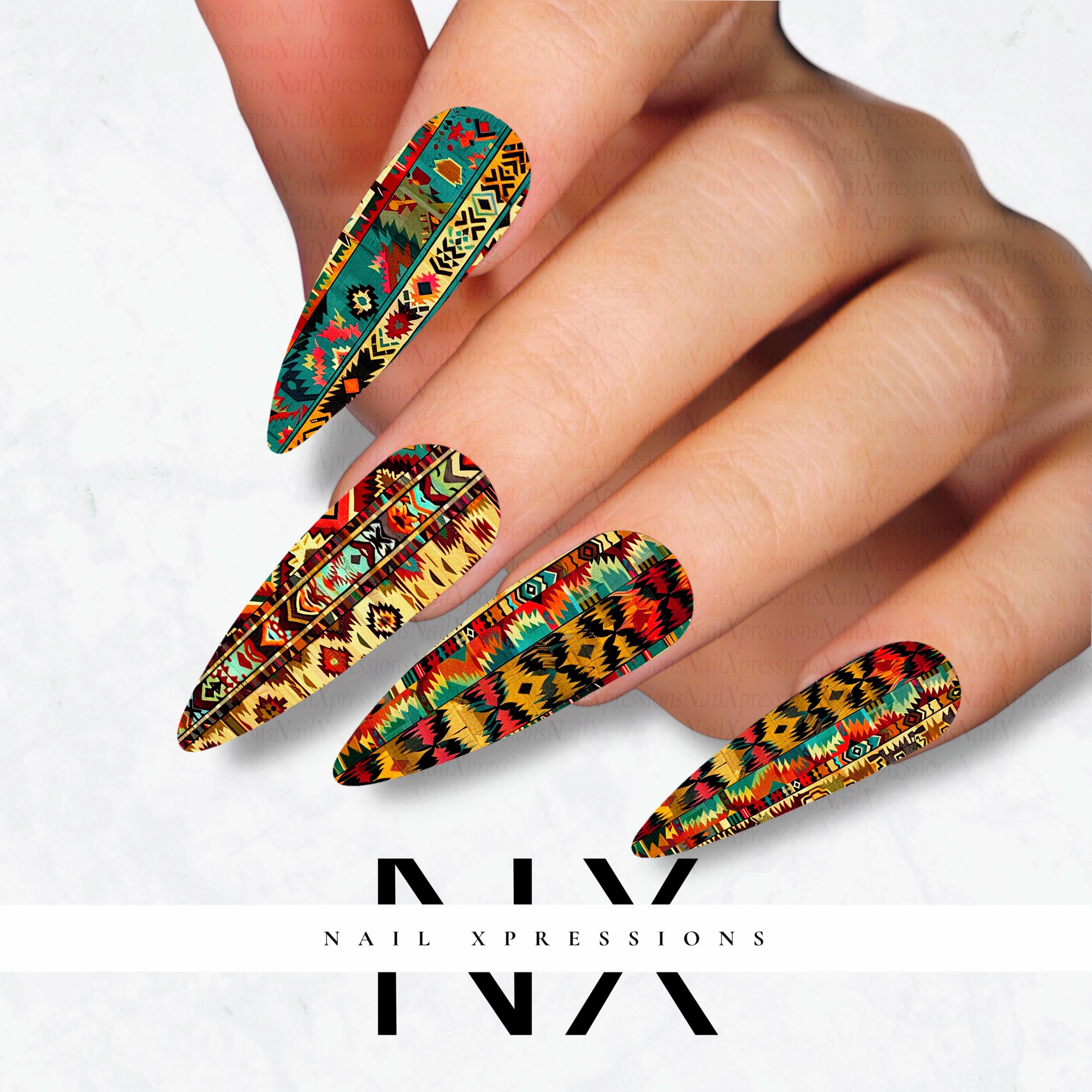 Aztec Pattern Nail Decals | Nail Art Water Transfer | Nail Wraps