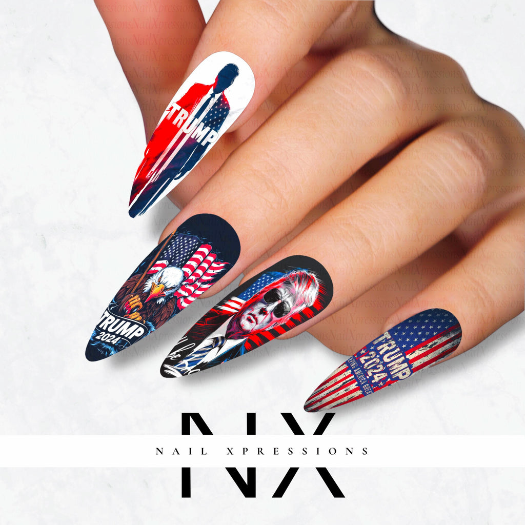 Trump 2024 Nail Decals | Nail Art Water Transfer | Nail Wraps