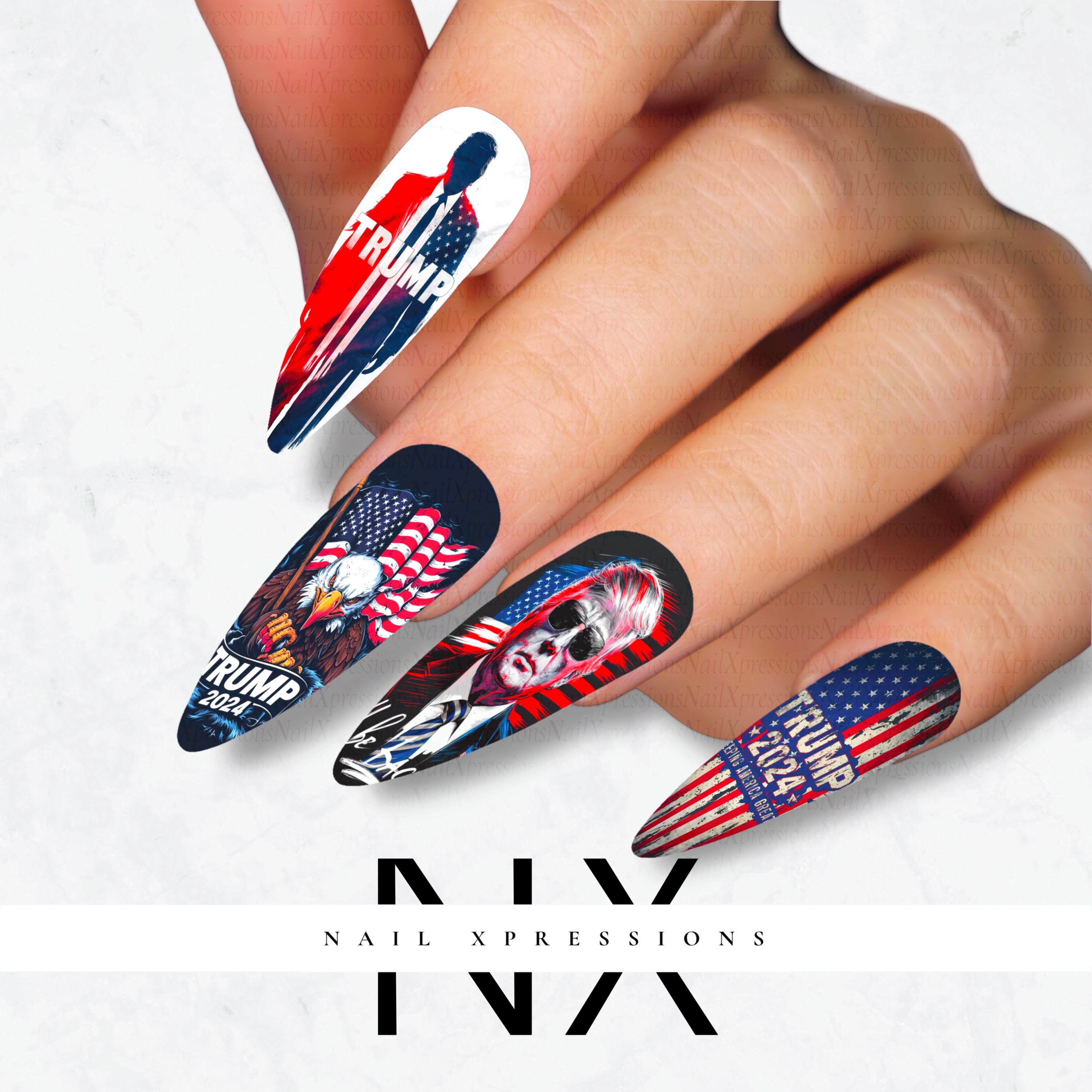 Trump 2024 Nail Decals | Nail Art Water Transfer | Nail Wraps