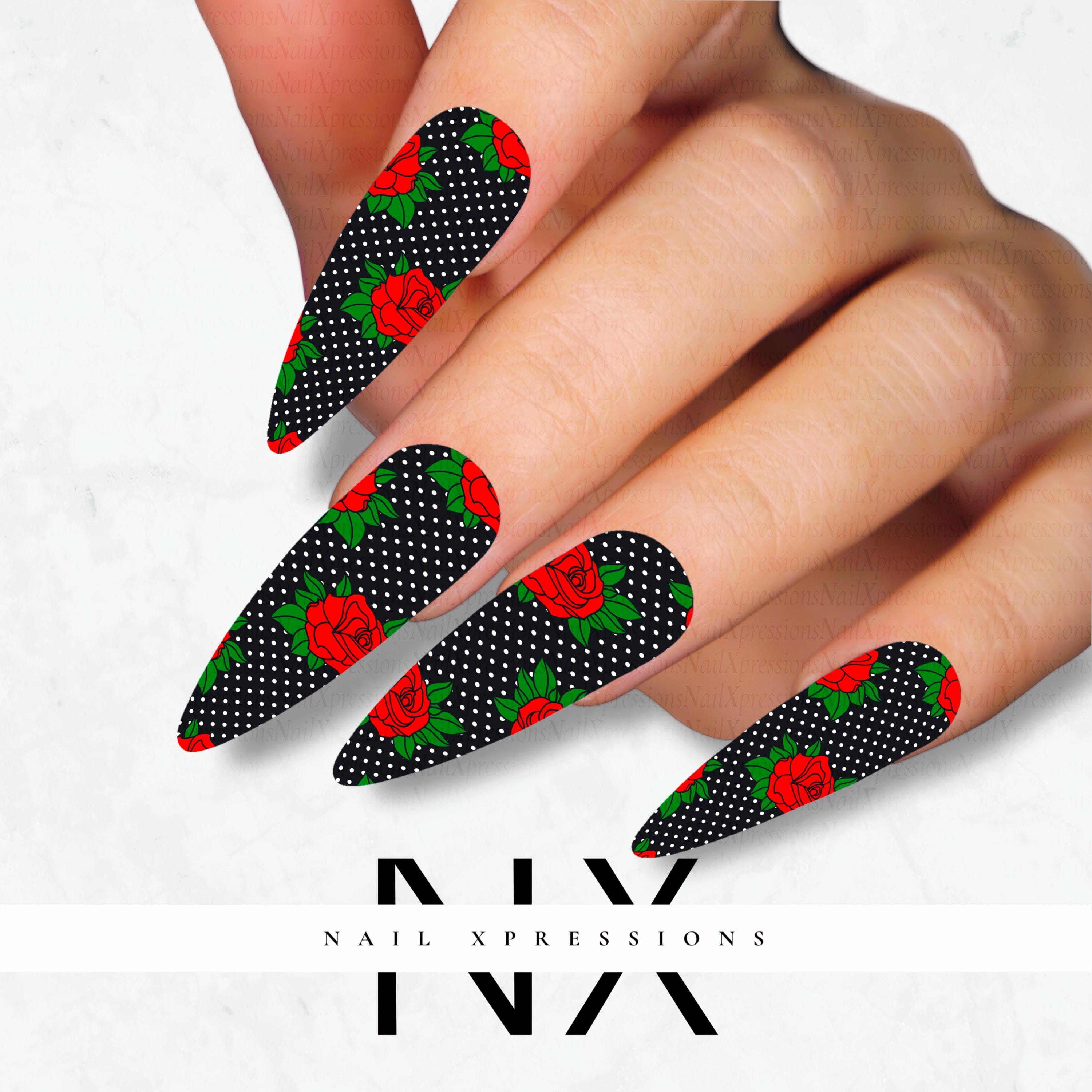 Rockabilly Pattern Nail Decals | Nail Art Water Transfer | Nail Wraps