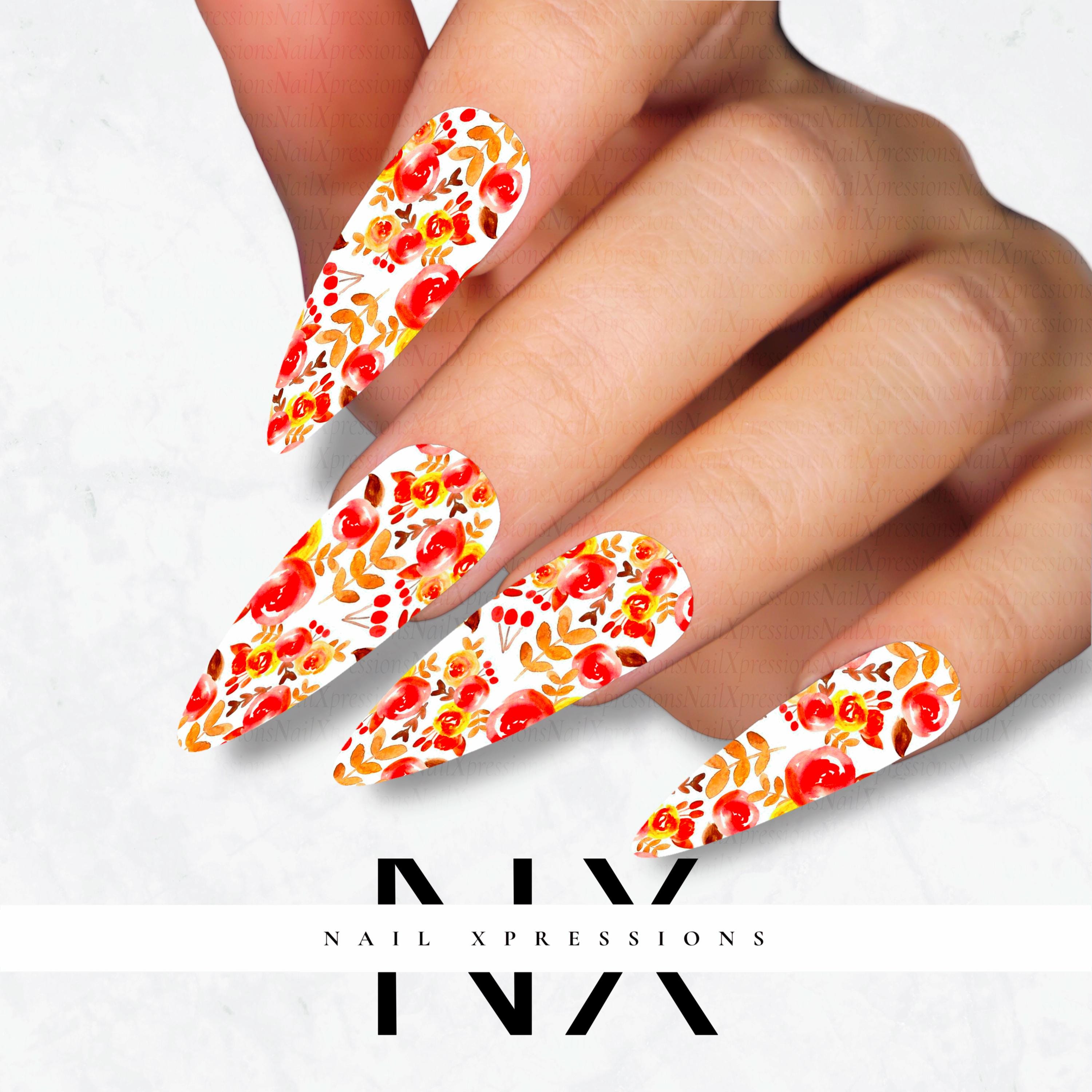Fall Leaves Nail Decals | Nail Art Water Transfer | Nail Wraps