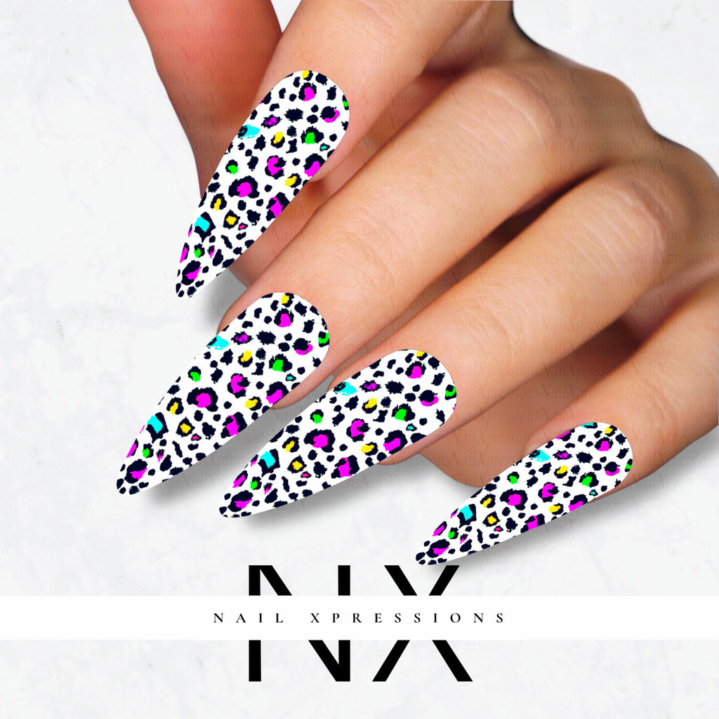 Colorful Leopard Nail Decals | Nail Art Water Transfer | Nail Wraps