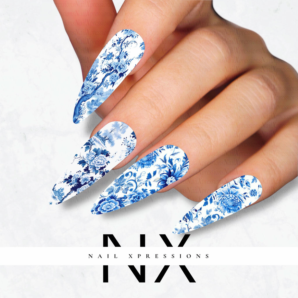 Toile De Jouy Nail Decals | Nail Art Water Transfer | Nail Wraps