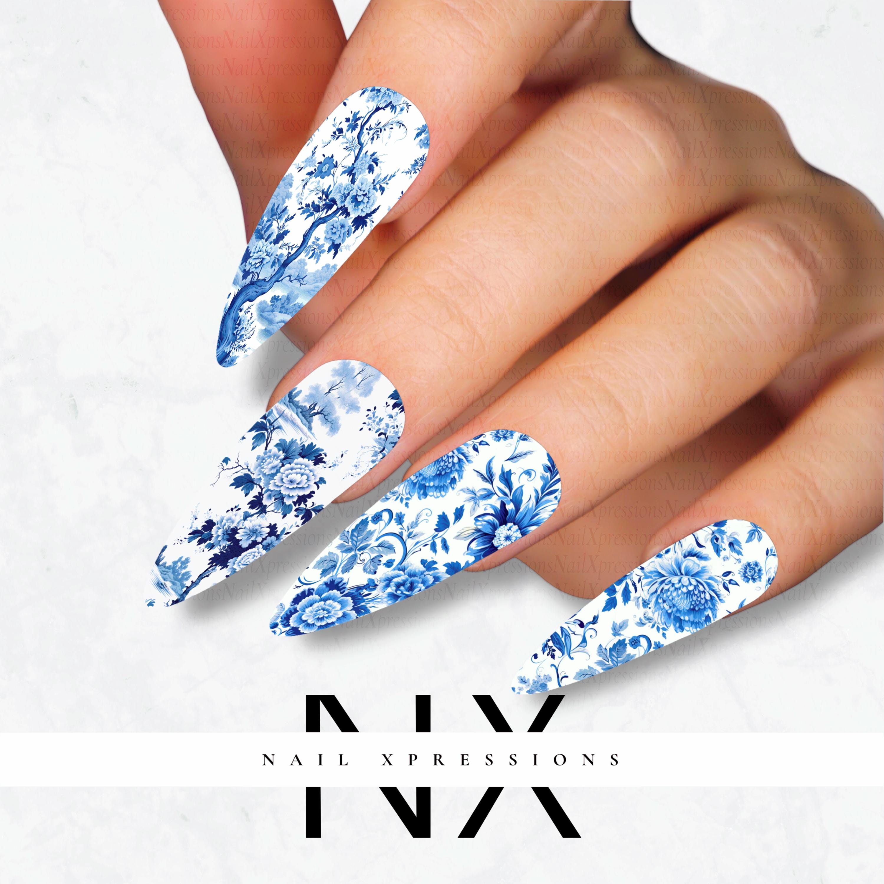 Toile De Jouy Nail Decals | Nail Art Water Transfer | Nail Wraps