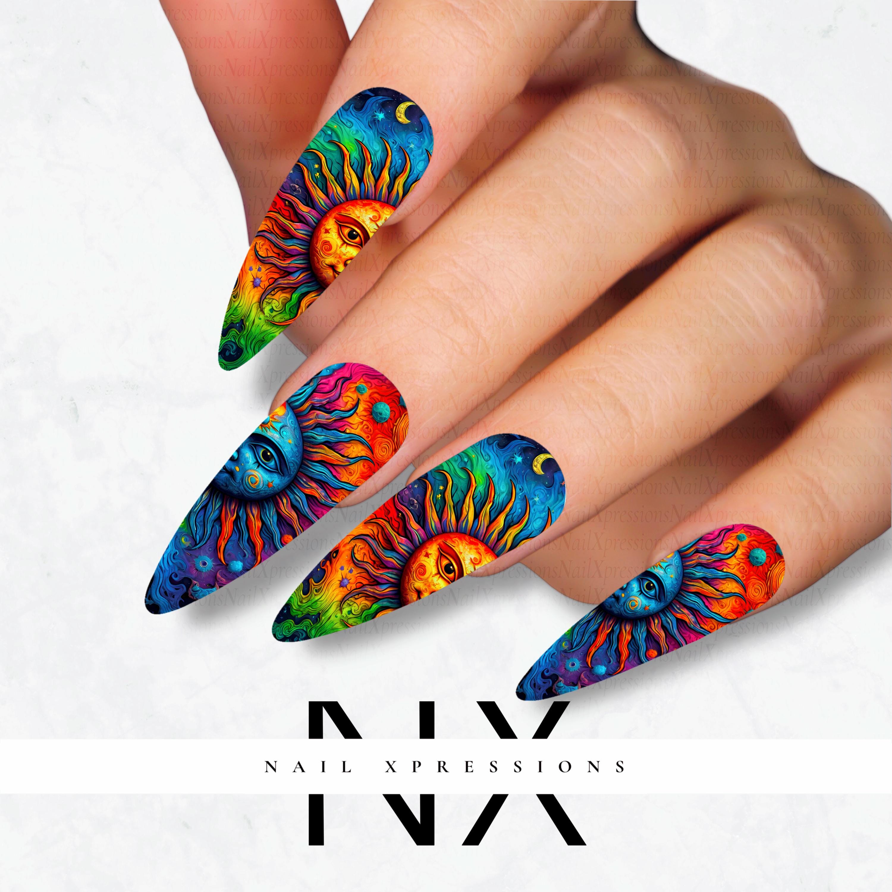 Vibrant Sun Nail Decals | Nail Art Water Transfer | Nail Wraps