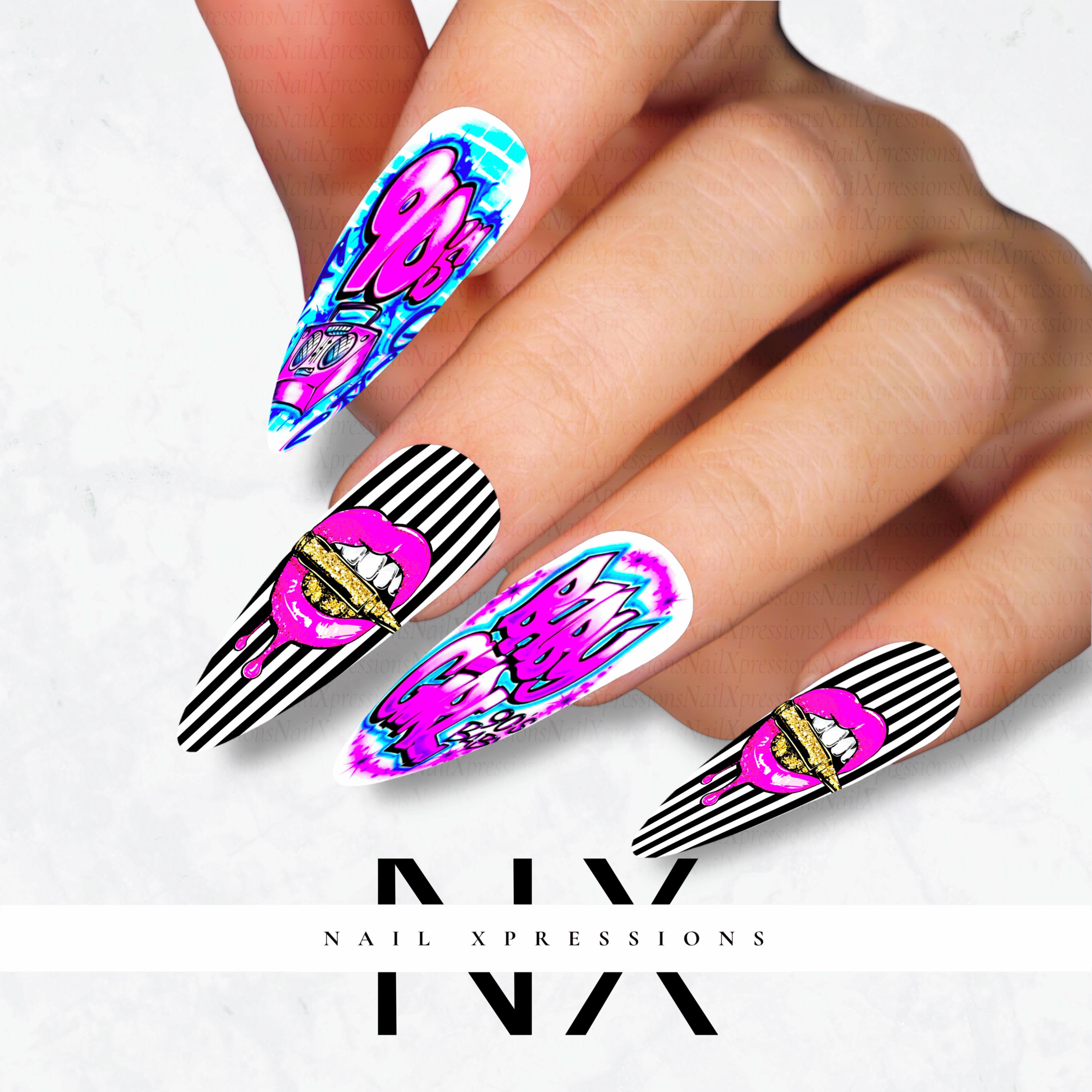 90’s Baby Girl Nail Decals | Nail Art Water Transfer | Nail Wraps