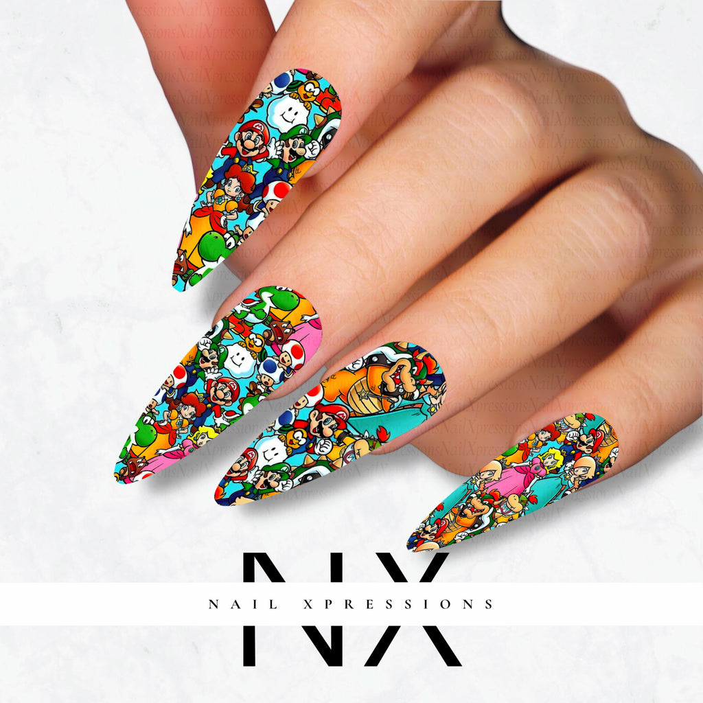 90's Gamer Nail Decals | Nail Art Water Transfer | Nail Wraps