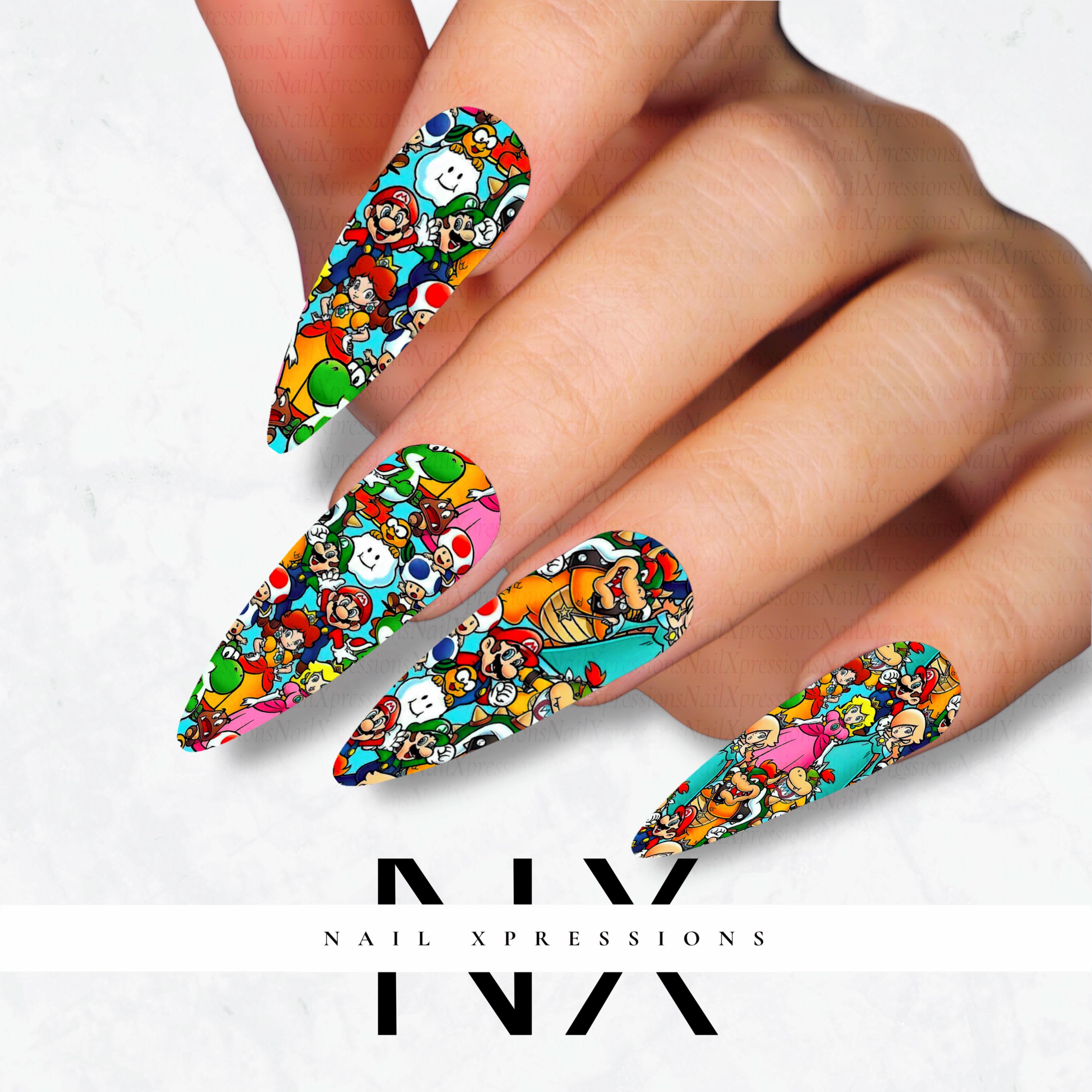 90's Gamer Nail Decals | Nail Art Water Transfer | Nail Wraps