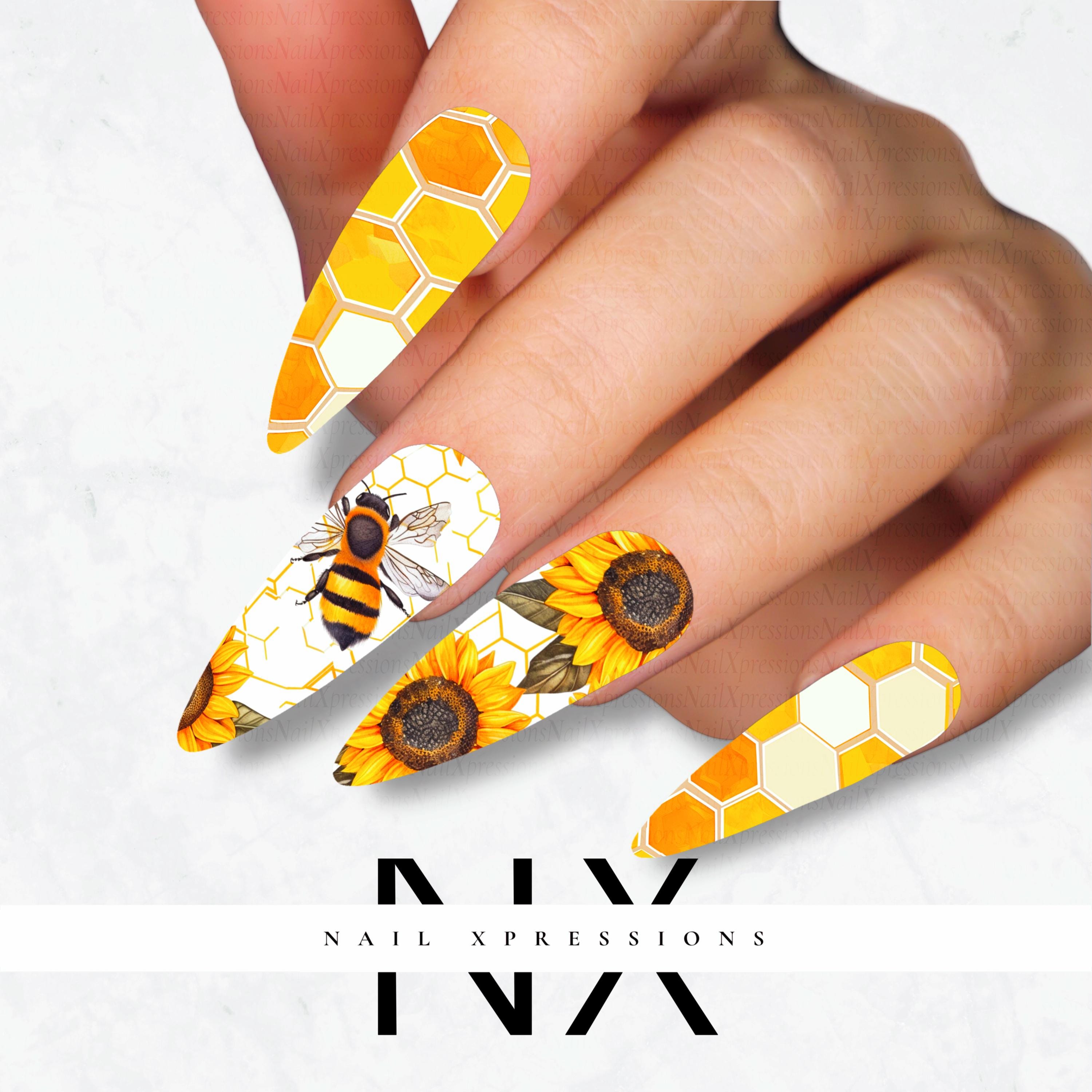 Sweet Honeybee Nail Decals | Nail Art Water Transfer | Nail Wraps