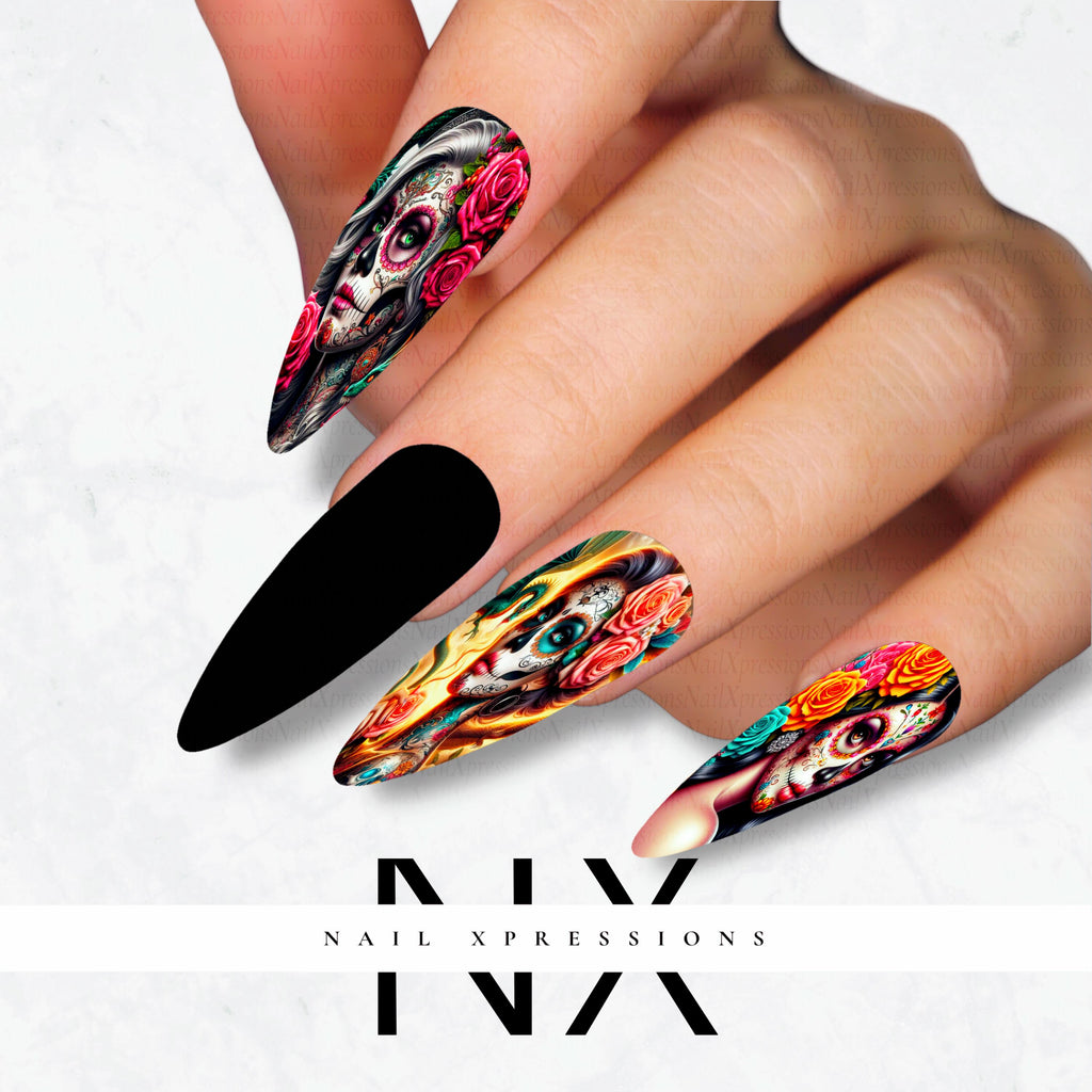 Day of the dead Nail Decals | Nail Art Water Transfer | Nail Wraps
