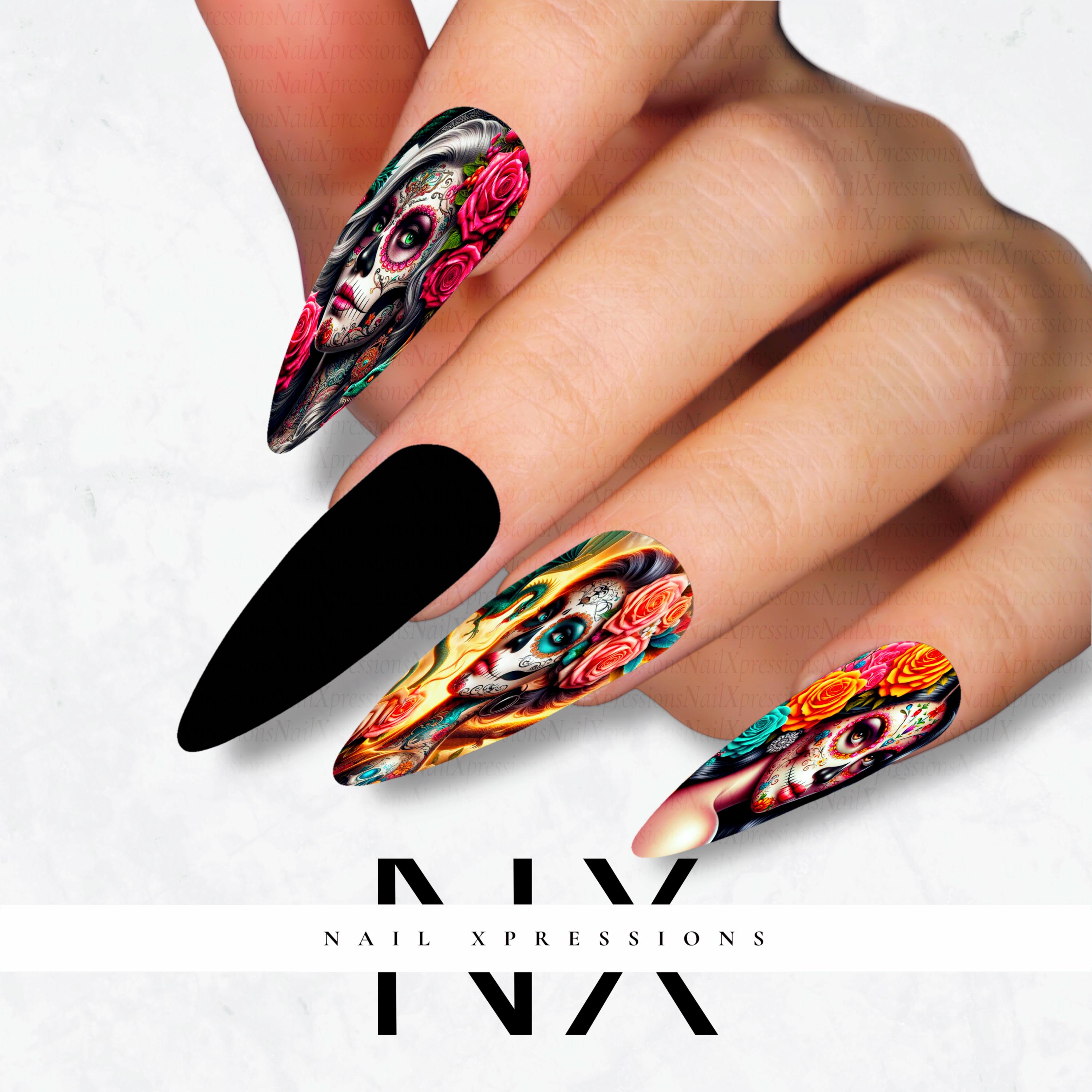 Day of the dead Nail Decals | Nail Art Water Transfer | Nail Wraps