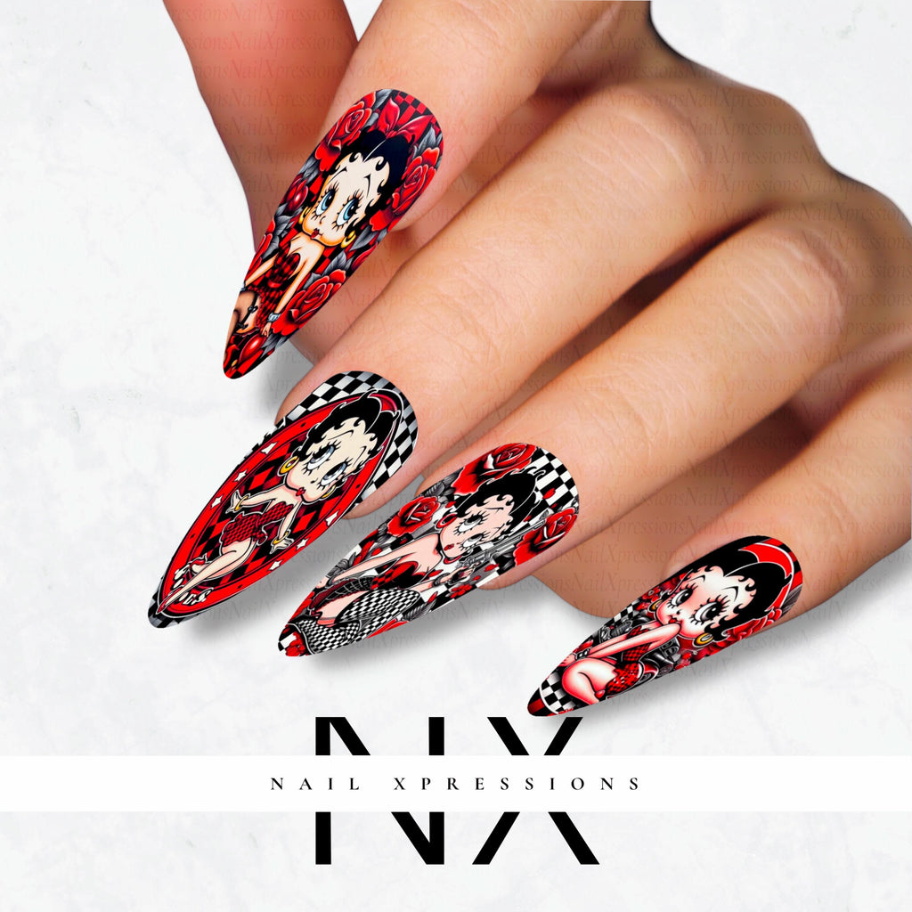 Racing Betty Nail Decals | Nail Art Water Transfer | Nail Wraps