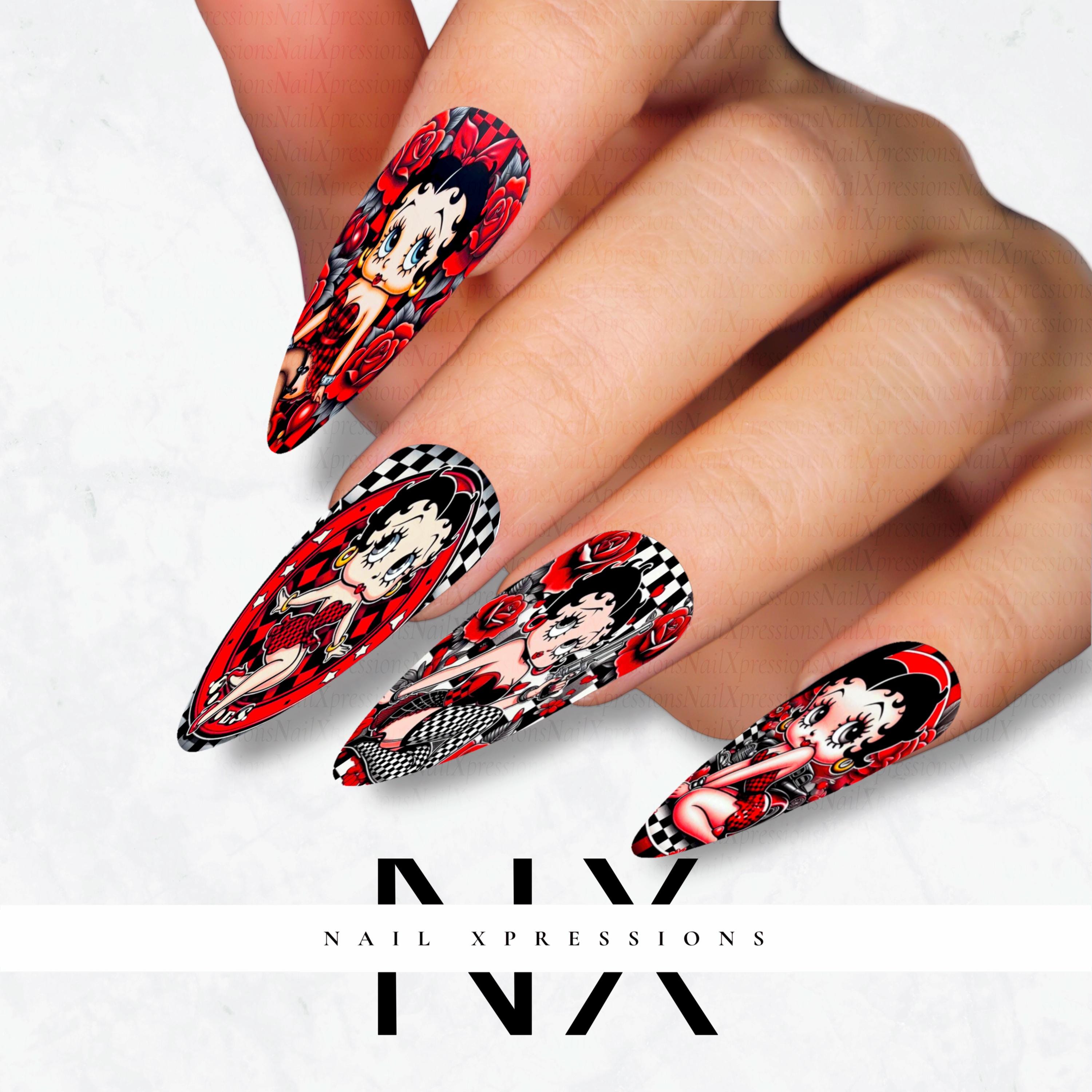 Racing Betty Nail Decals | Nail Art Water Transfer | Nail Wraps