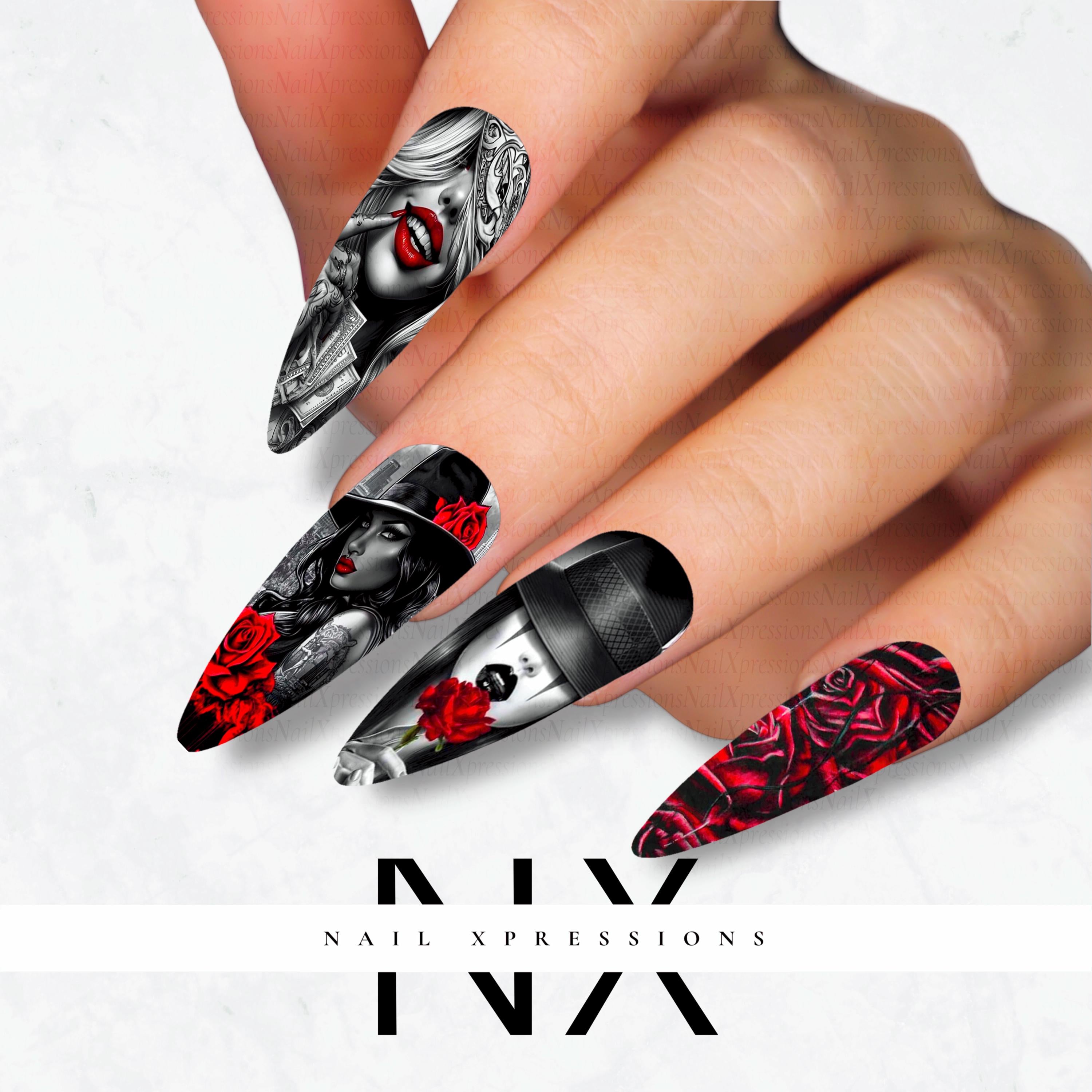 Chicana Girls Nail Decals | Nail Art Water Transfer | Nail Wraps
