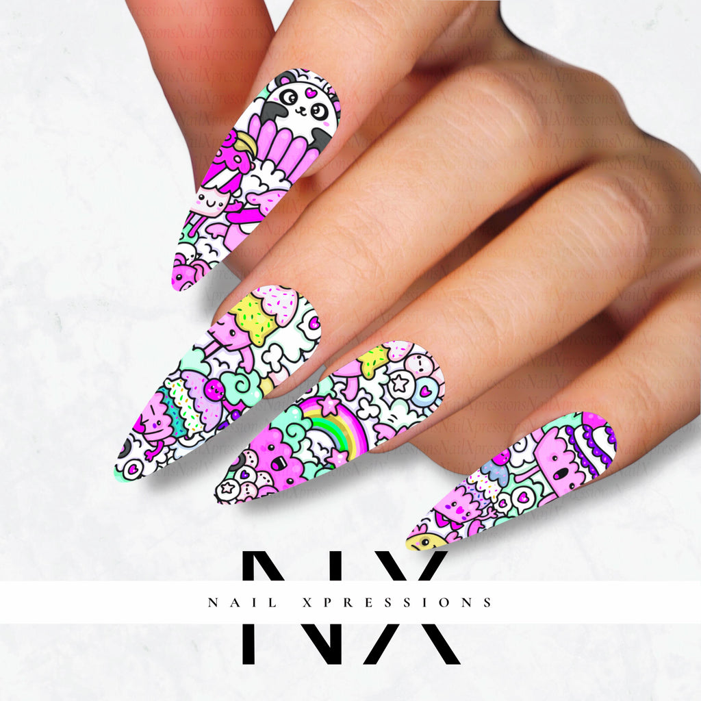 Cute Kawaii Nail Decals | Nail Art Water Transfer | Nail Wraps