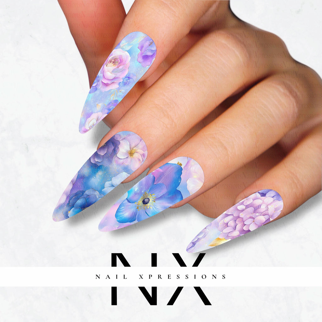 Watercolor Flower Nail Decals | Nail Art Water Transfer | Nail Wraps