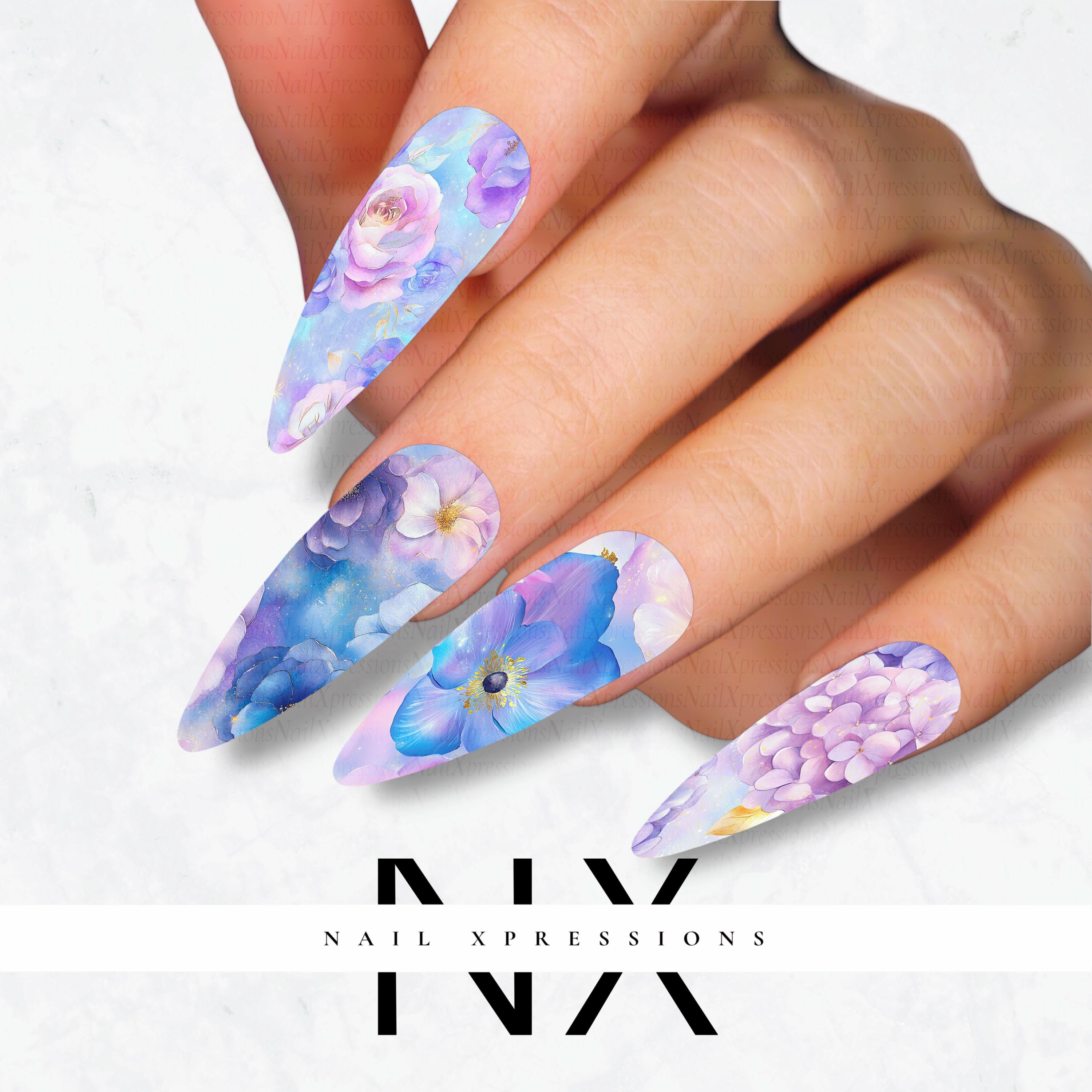 Watercolor Flower Nail Decals | Nail Art Water Transfer | Nail Wraps