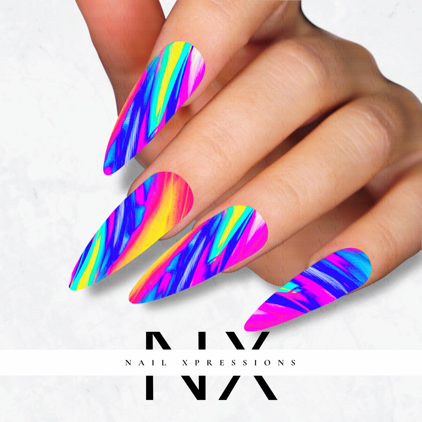 Abstract Neon Nail Decals | Nail Art Water Transfer | Nail Wraps