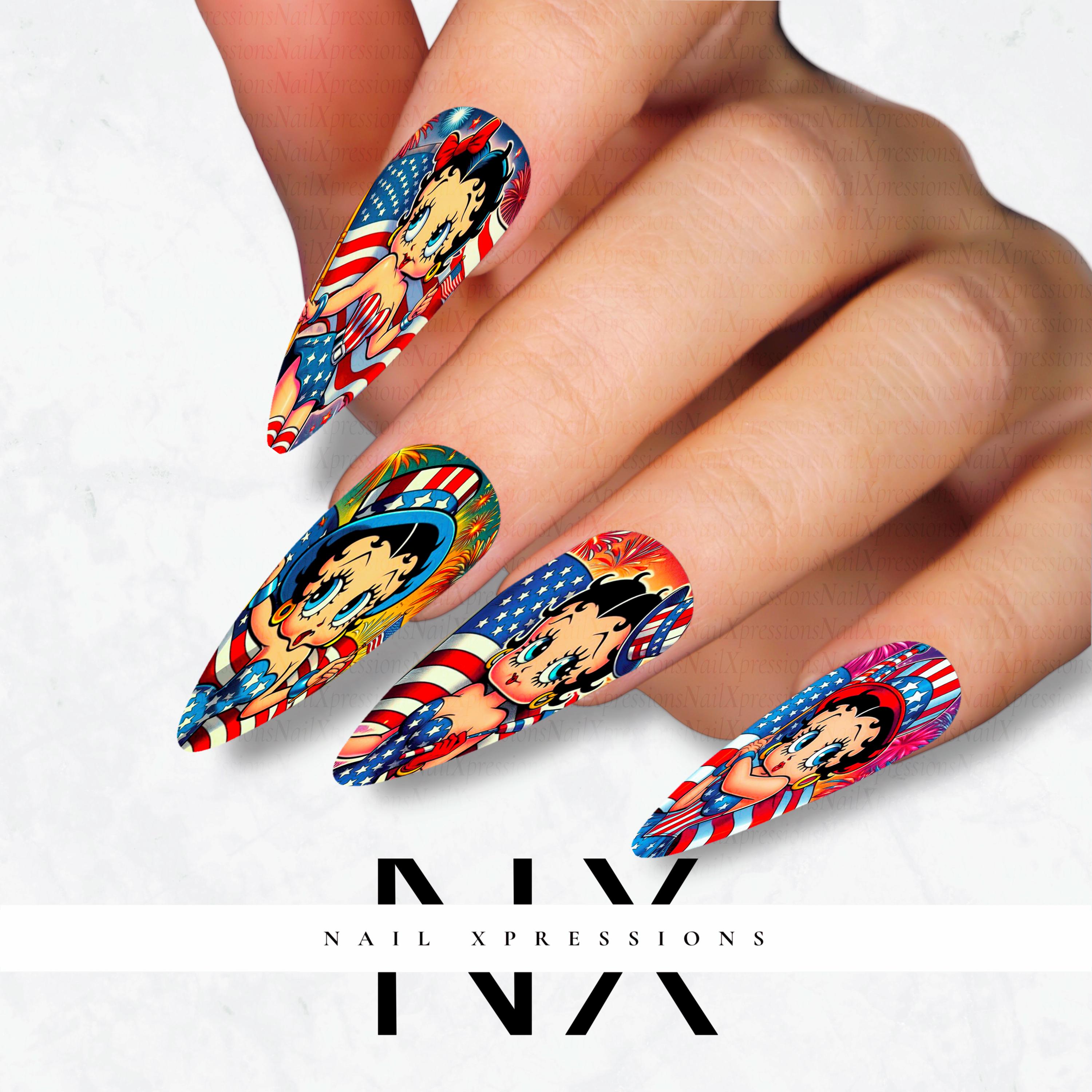 U.S.A. Betty Vibes Nail Decals | Nail Art Water Transfer | Nail Wraps