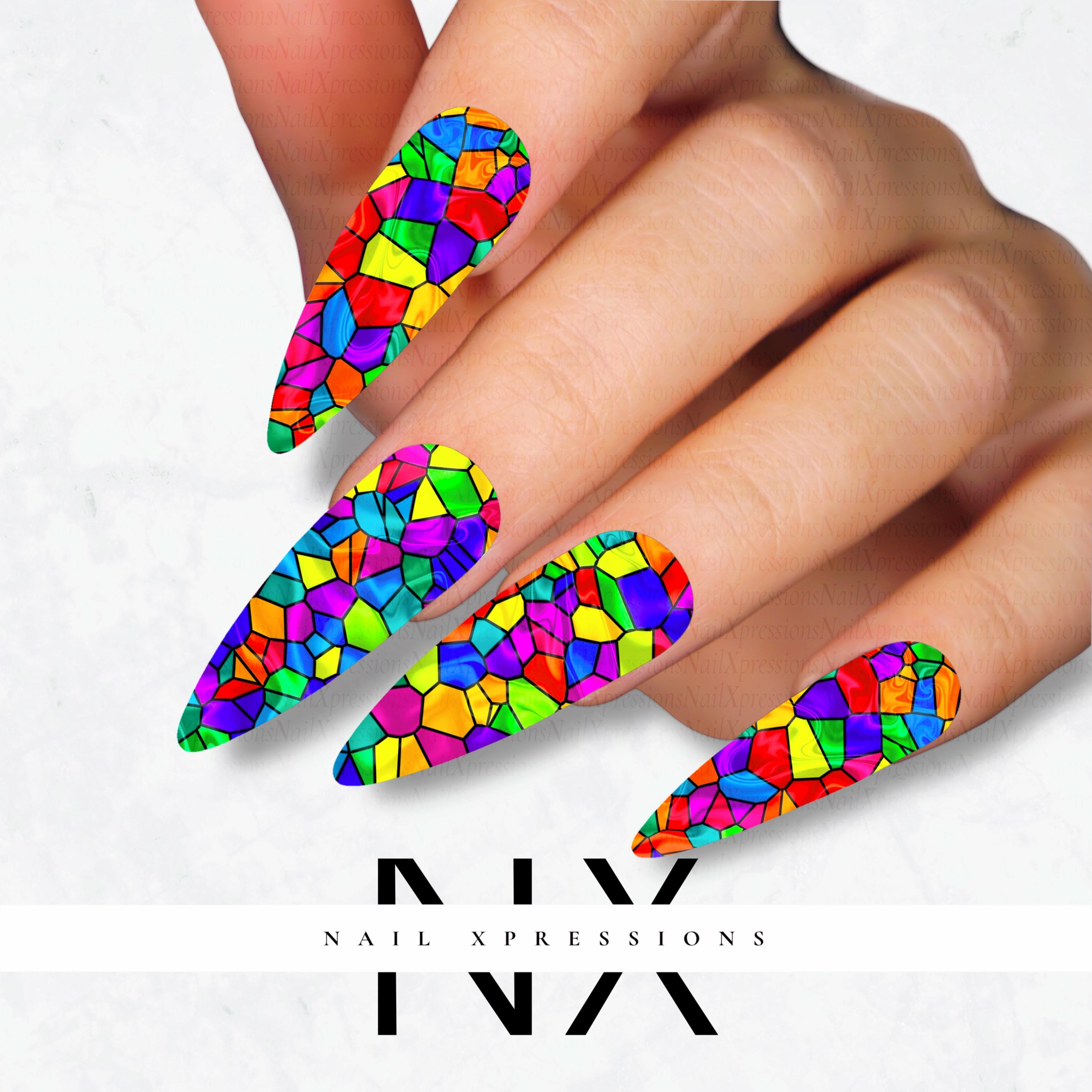 Stained Glass Nail Decals | Nail Art Water Transfer | Nail Wraps