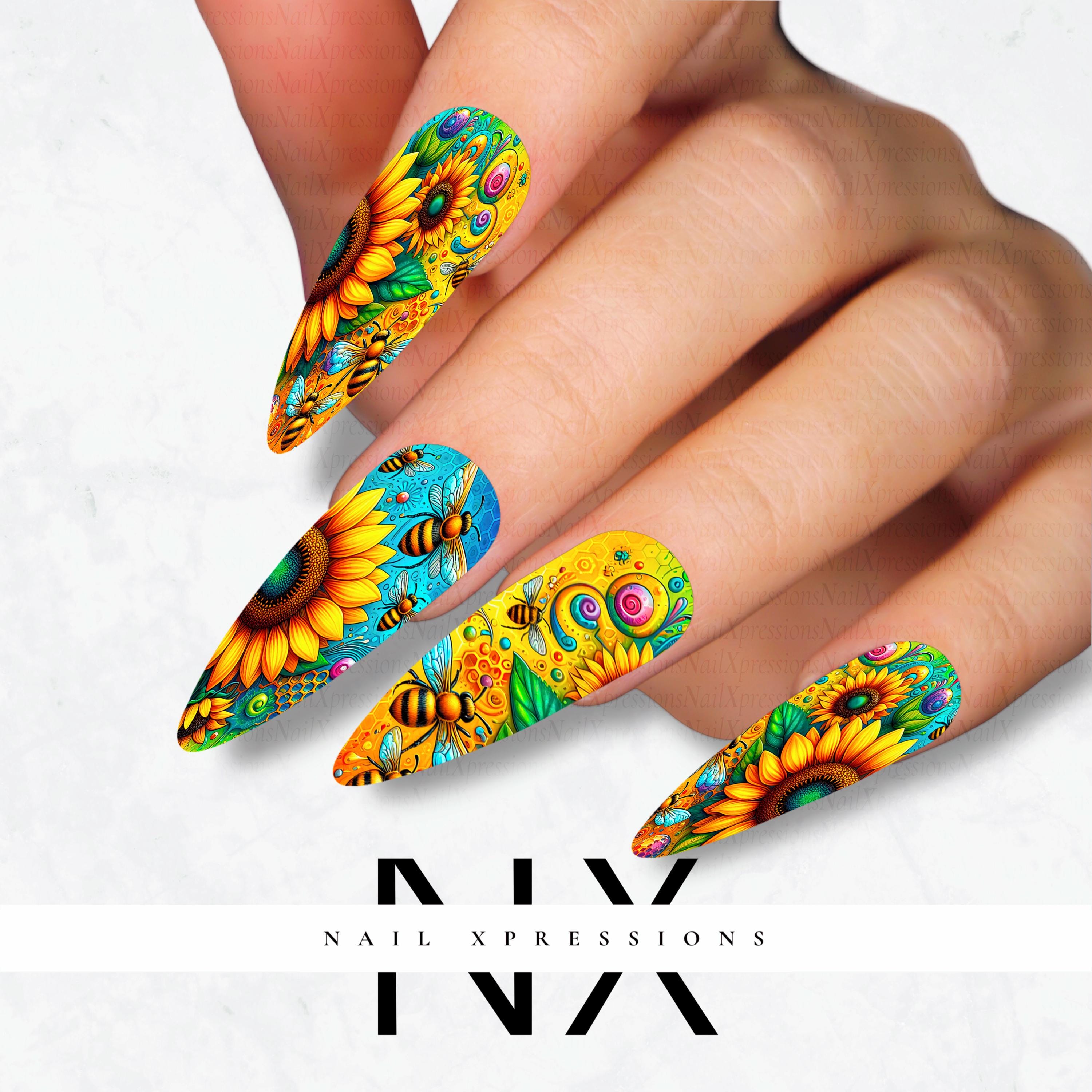 Sunflower Summer Nail Water Decals | Nail Art Water Transfer | Nail Wraps