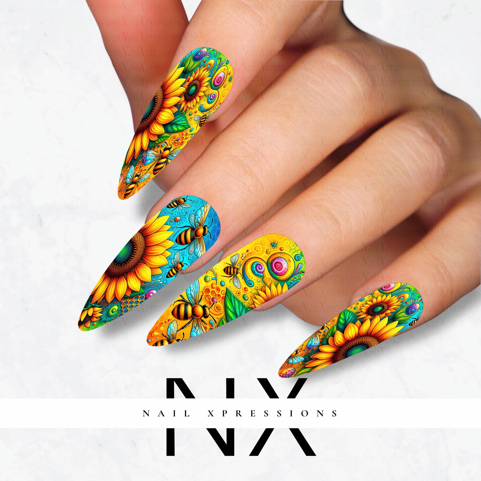 Sunflower Summer Nail Water Decals | Nail Art Water Transfer | Nail Wraps