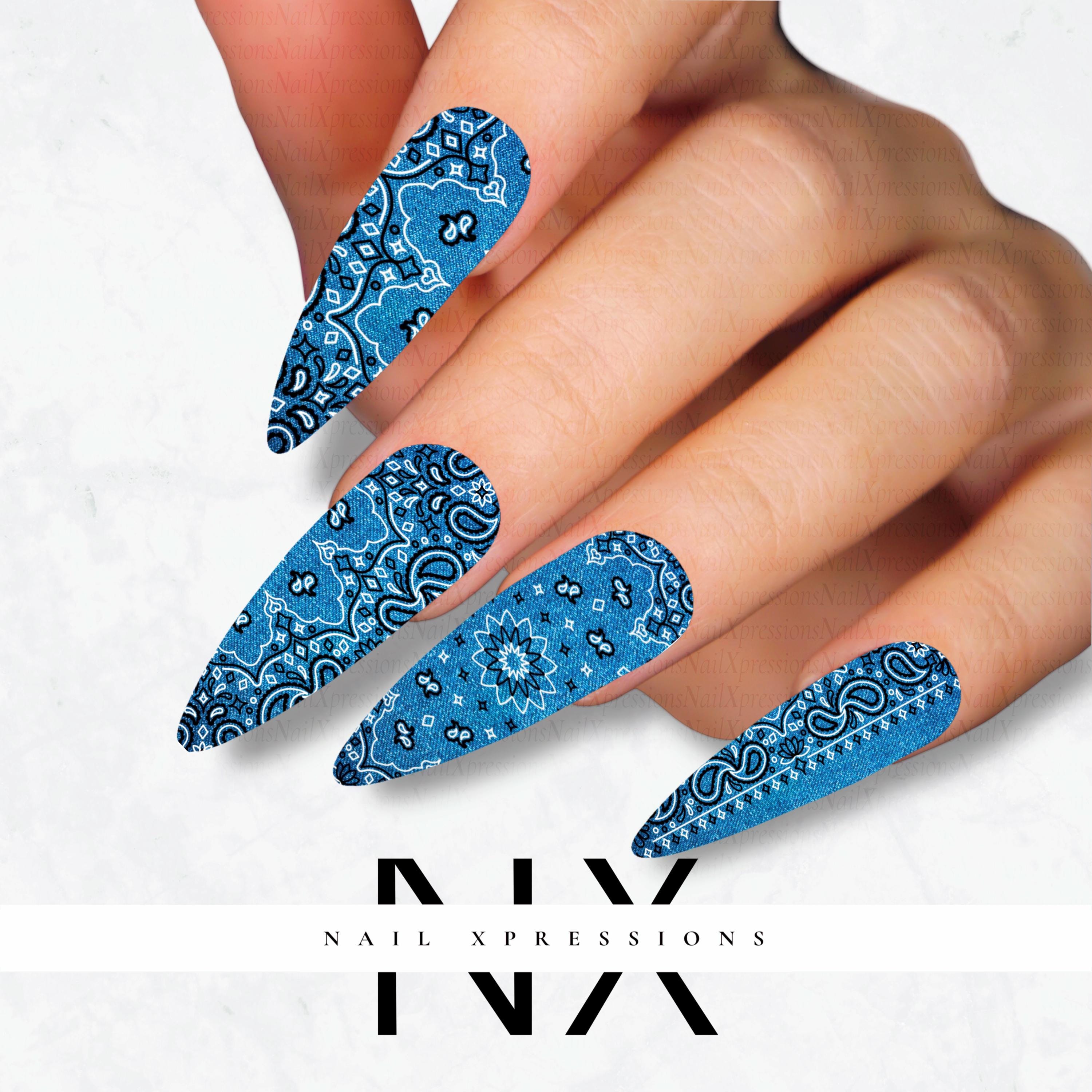 Jean Bandana Paisley Nail Decals | Nail Art Water Transfer | Nail Wraps