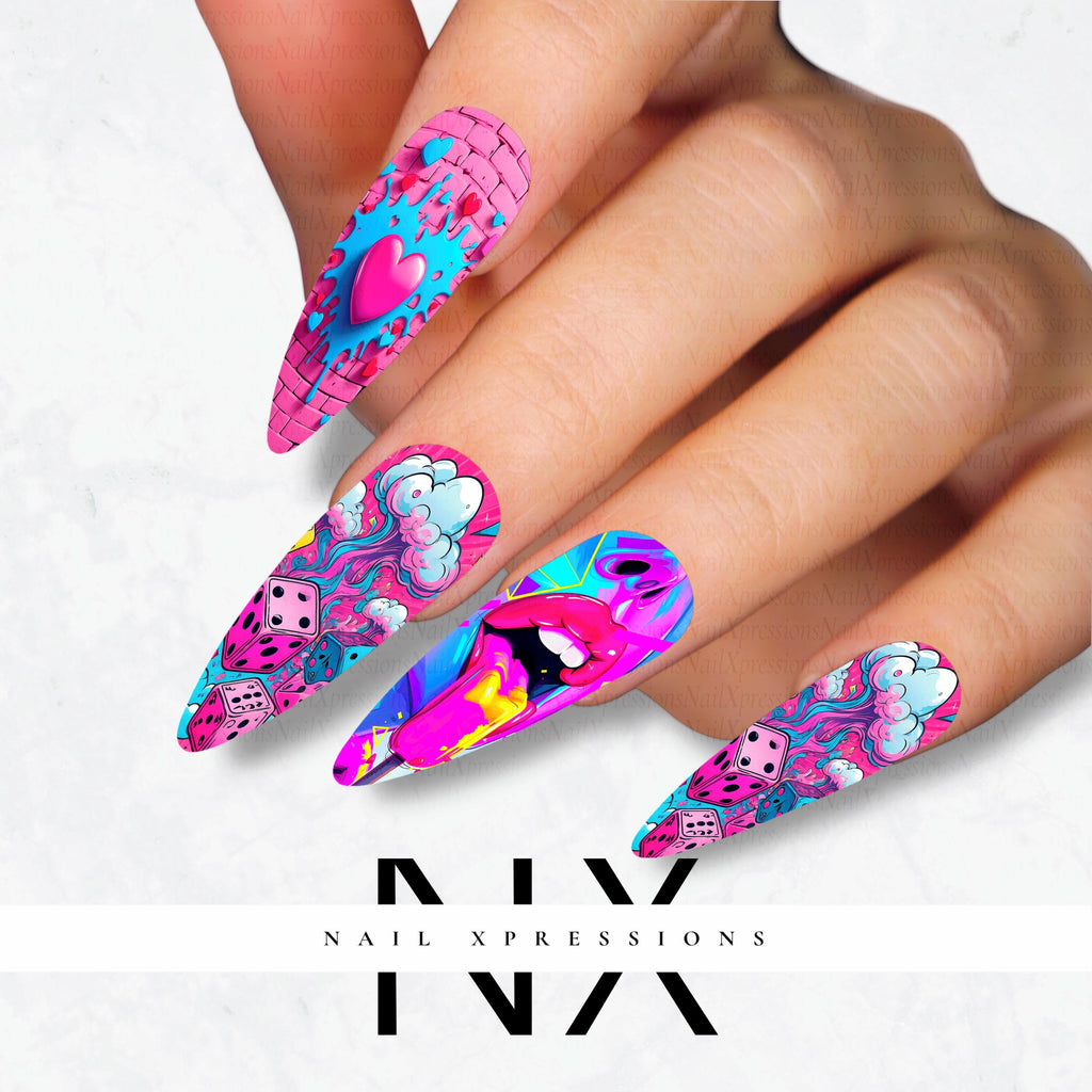 Pink Popart Pink Nail Decals | Nail Art Water Transfer | Nail Wraps